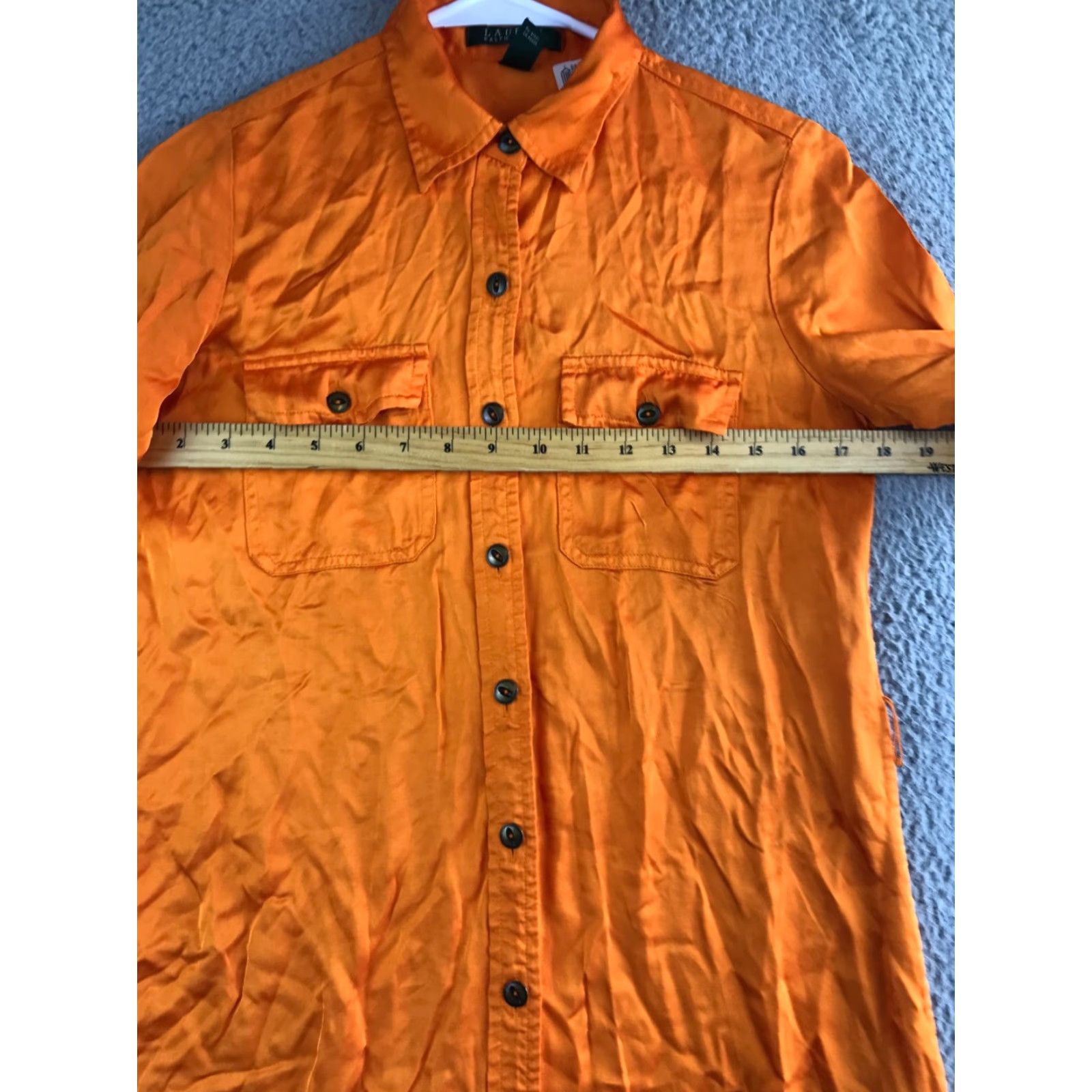 Ralph Lauren VINTAGE Lauren Ralph Lauren Shirt Dress Women's 2 Orange Long Sleeve Collared Button Up Size XS / US 0-2 / IT 36-38 - 2 Thumbnail
