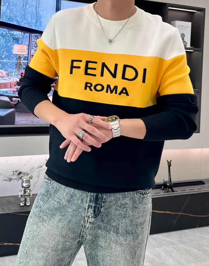 Fendi Fendi color blocked chest logo sweater 52 95 new stain Size US L / EU 52-54 / 3 - 8 Thumbnail