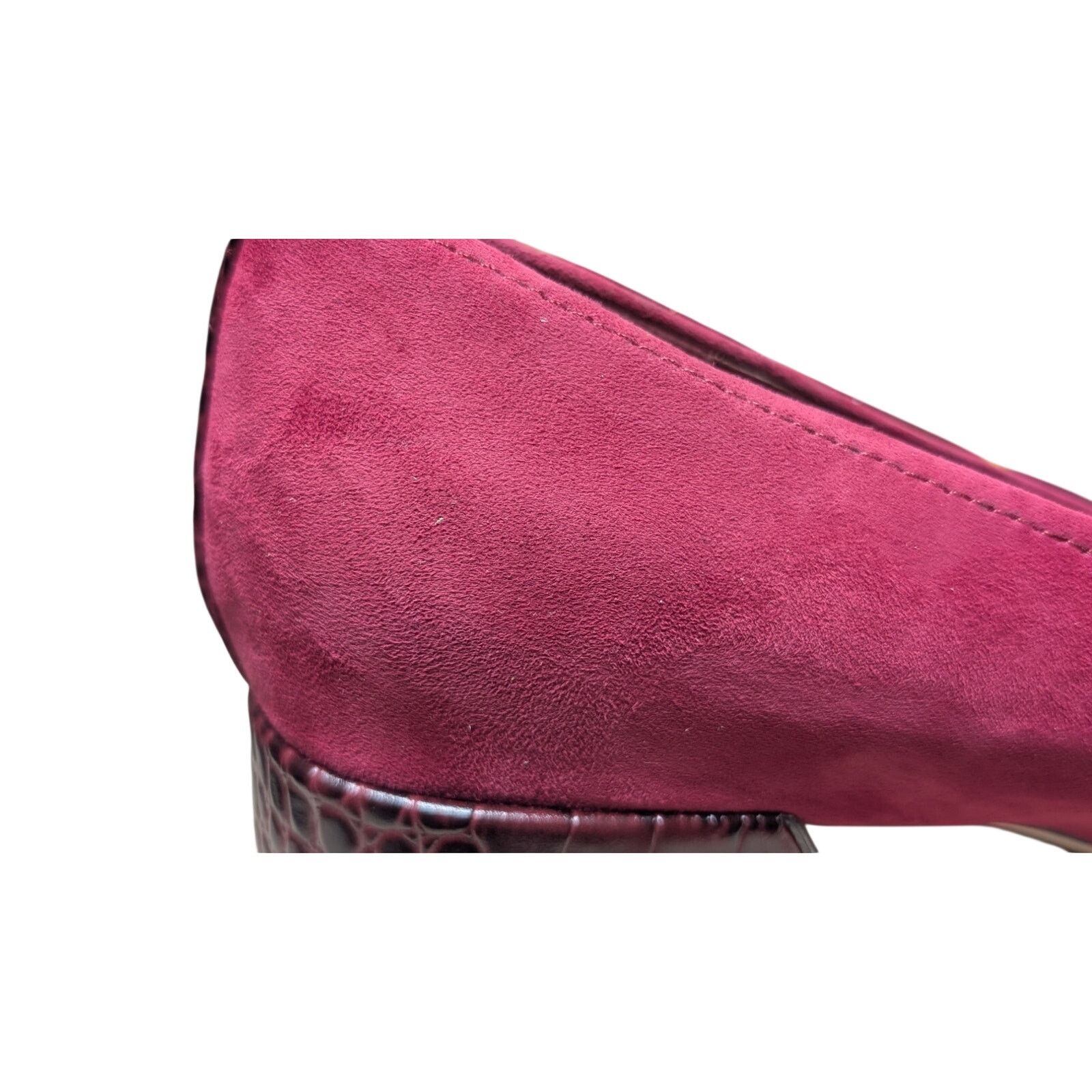 Donald Pliner Donald Pliner Dreww Pump Size 10M Bordeaux Suede Croco Heel Size US 10 / IT 40 - 9 Thumbnail