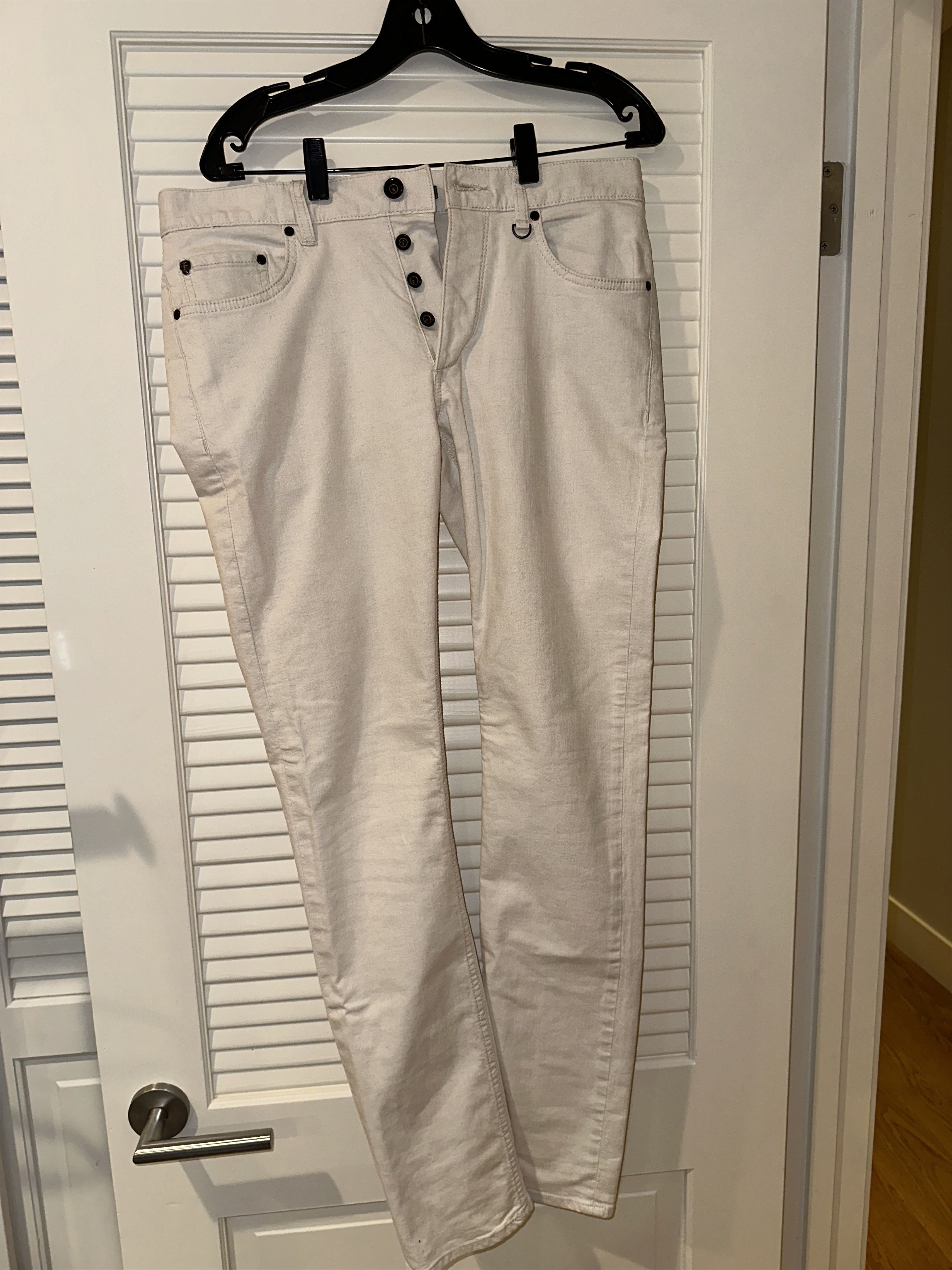 image of John Varvatos- Slim-Fit Linen Pants in Cream, Men's (Size 30)