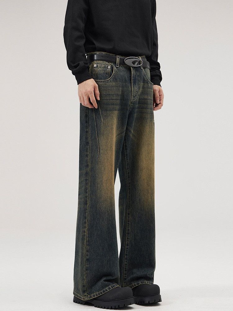 Japanese Brand Men's vintage washed loose straight leg distressed jeans Size US 32 / EU 48 - 4 Thumbnail