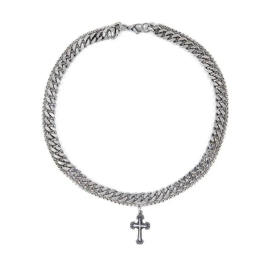 Jewelry Double Layer Chain Cross Necklace Size ONE SIZE - 3 Thumbnail