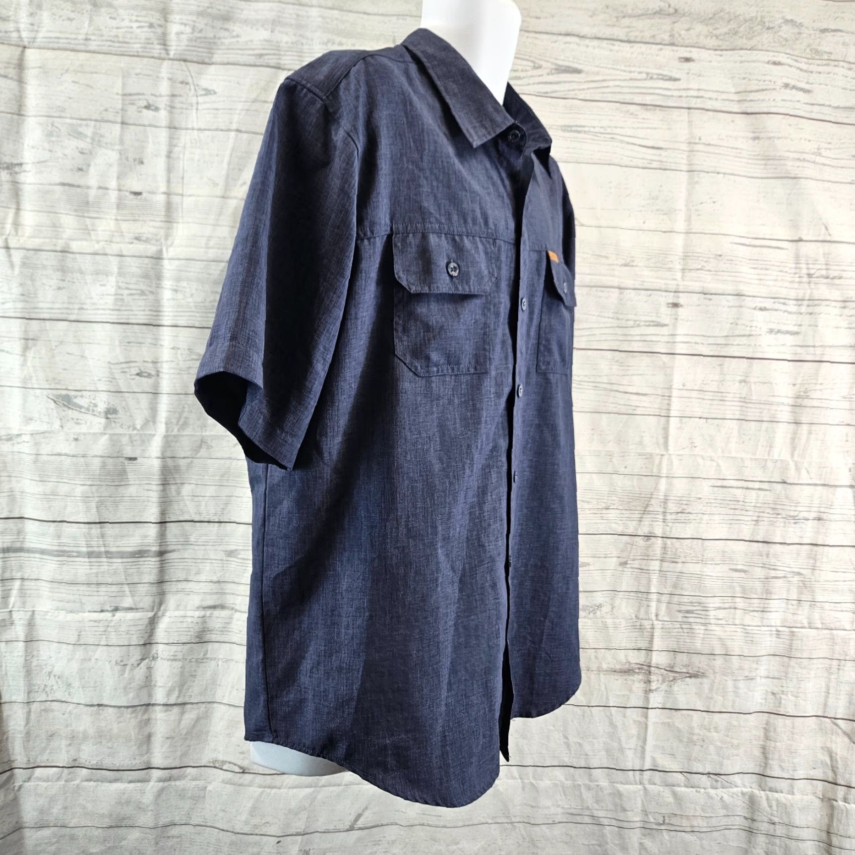 Orvis Orvis Shirt XL Button Front Short Sleeve Solid Blue Mens Size US XL / EU 56 / 4 - 3 Thumbnail