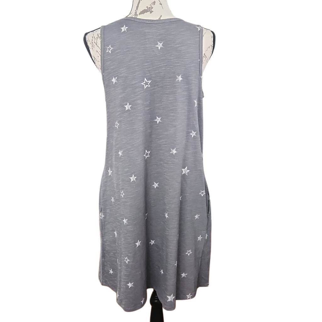 Sonoma Sonoma Women's Size Medium Gray White Star Print Tank Swing Size M / US 6-8 / IT 42-44 - 3 Thumbnail