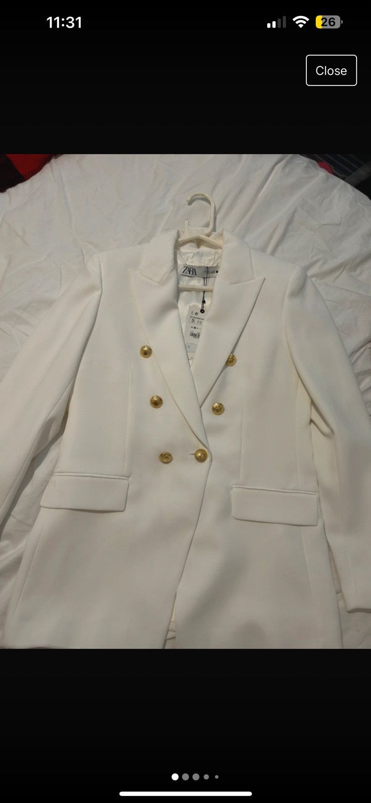 Zara White blazer embellished gold buttons Size S / US 4 / IT 40 - 1 Thumbnail