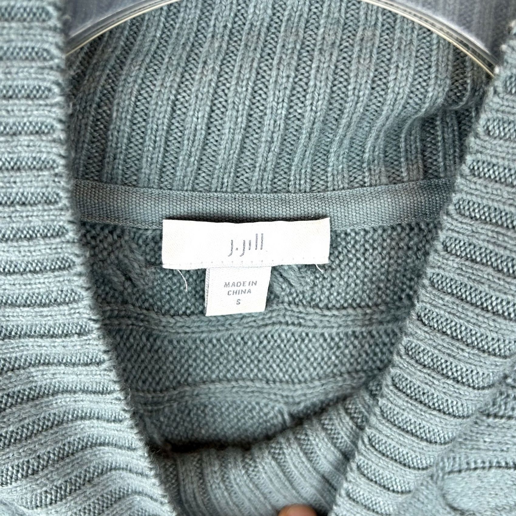 J. Jill J Jill Sweater Womens Small Green Cable Knit Horizontal Oversized Soft Tunic Size S / US 4 / IT 40 - 3 Thumbnail