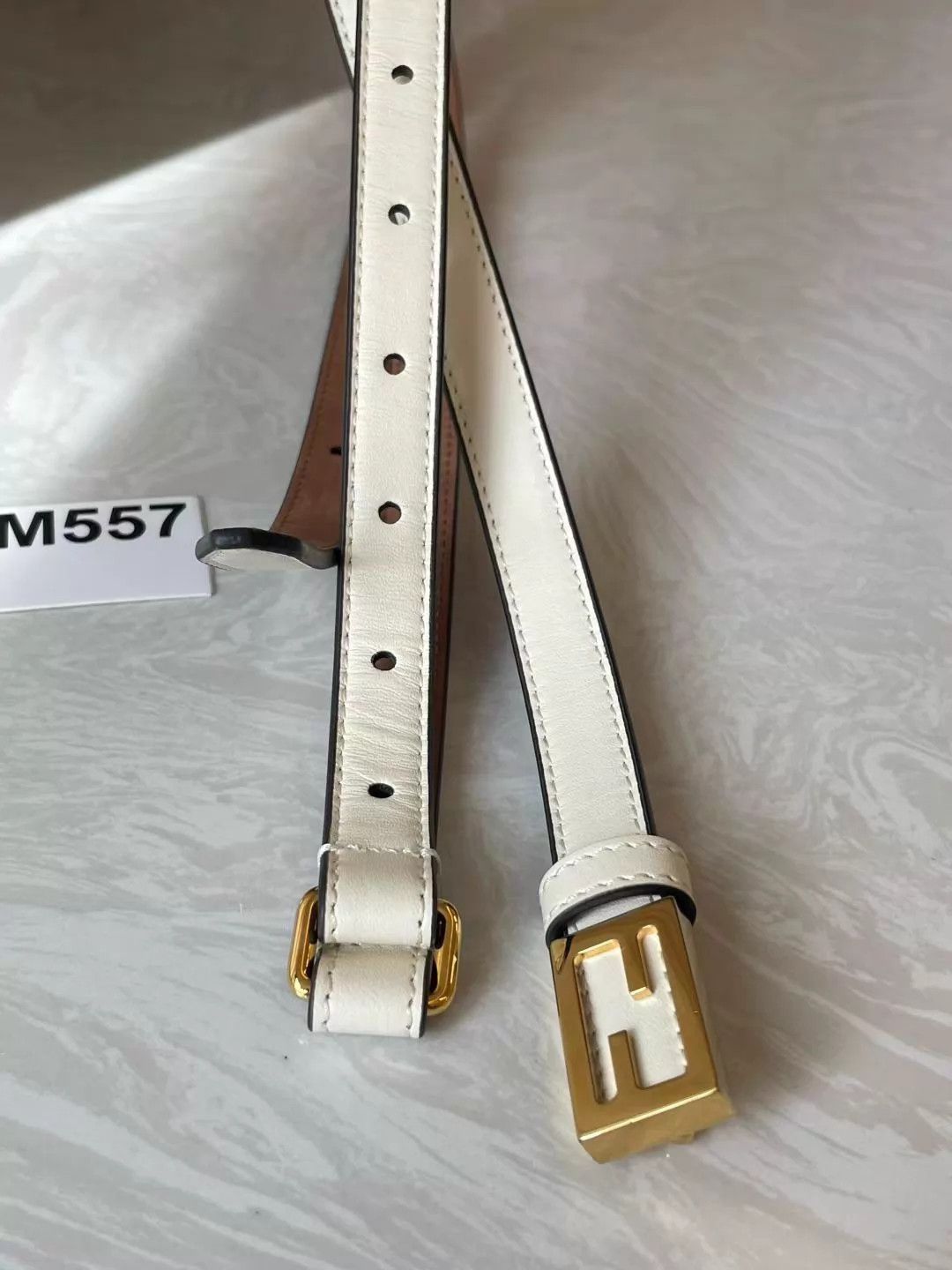 Fendi FENDI women's white leather FF studded belt Size ONE SIZE - 6 Thumbnail