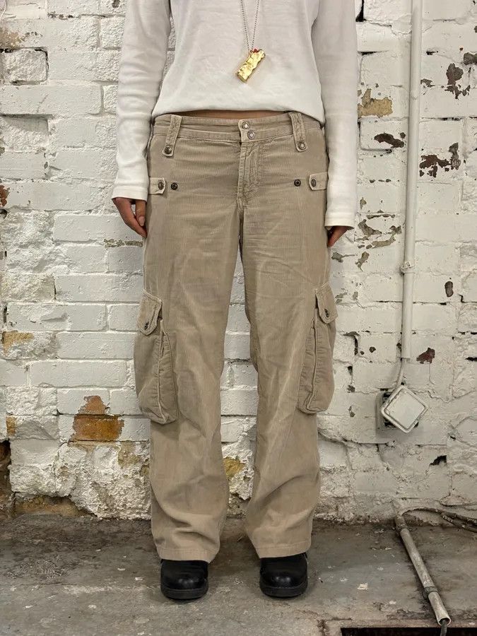 Dolce & Gabbana AW2004 Dolce & Gabbana Beige Corduroy Multi-Pocket Cargo Pants Size 26" / US 2 / IT 38 - 2 Thumbnail