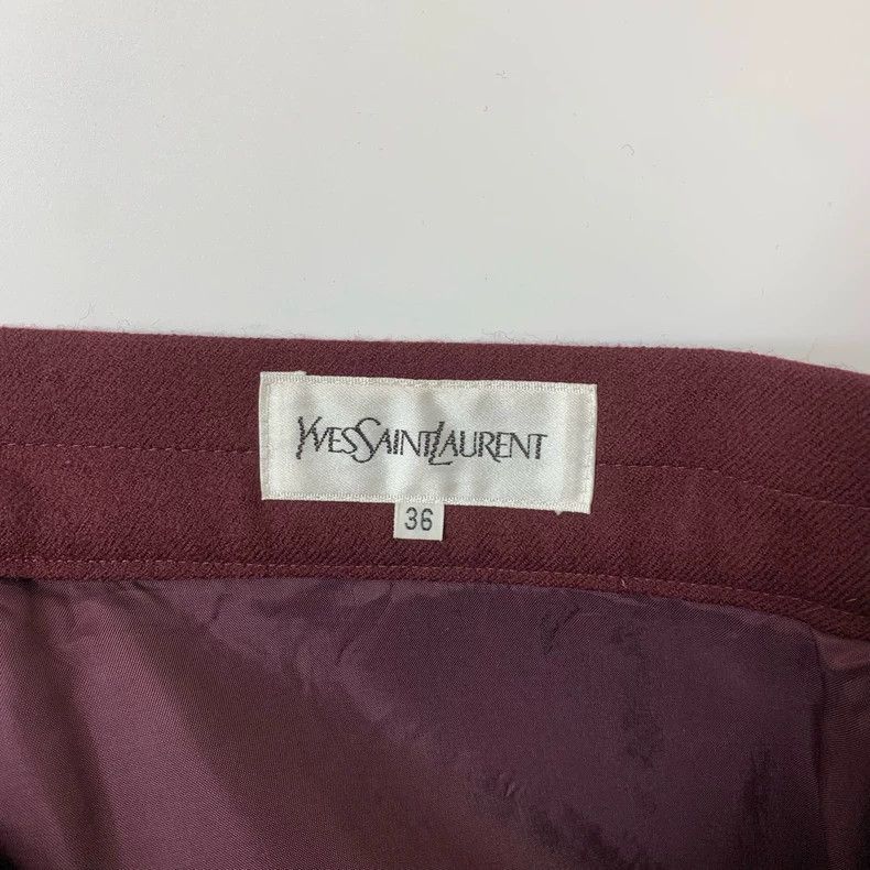 Yves Saint Laurent Ysl Burgundy Pleated Skirt Size 36-2506 Size 35" - 3 Thumbnail