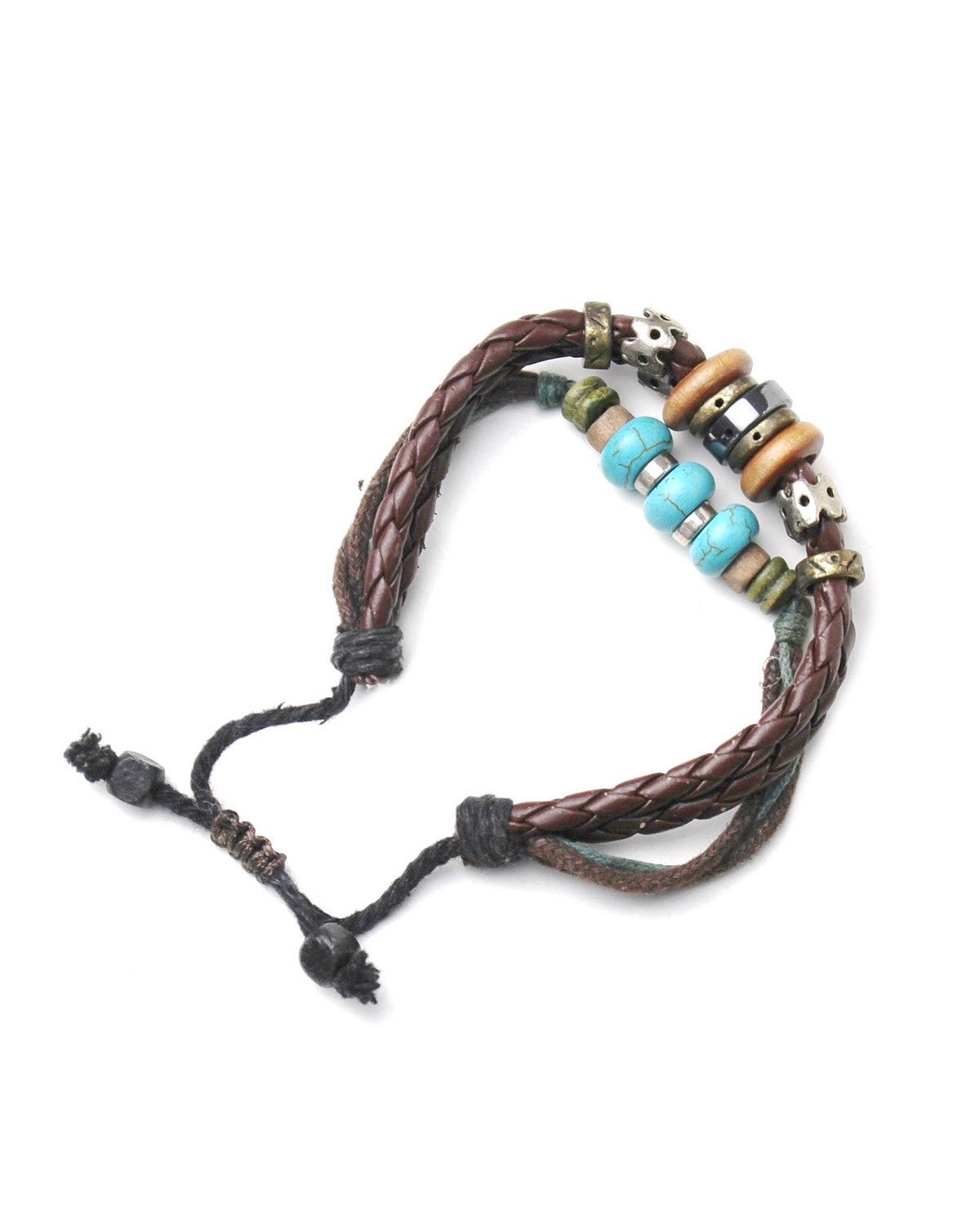 Vintage 2000S JAPANESE MADE TURQUOISE NOMAD LEATHER BRACELET Size ONE SIZE - 3 Thumbnail
