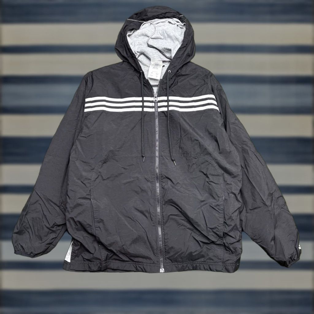 Adidas Vintage Adidas Track Jacket Mens Large Fleece Lined Three Stripes Windbreaker Size US L / EU 52-54 / 3 - 1 Thumbnail