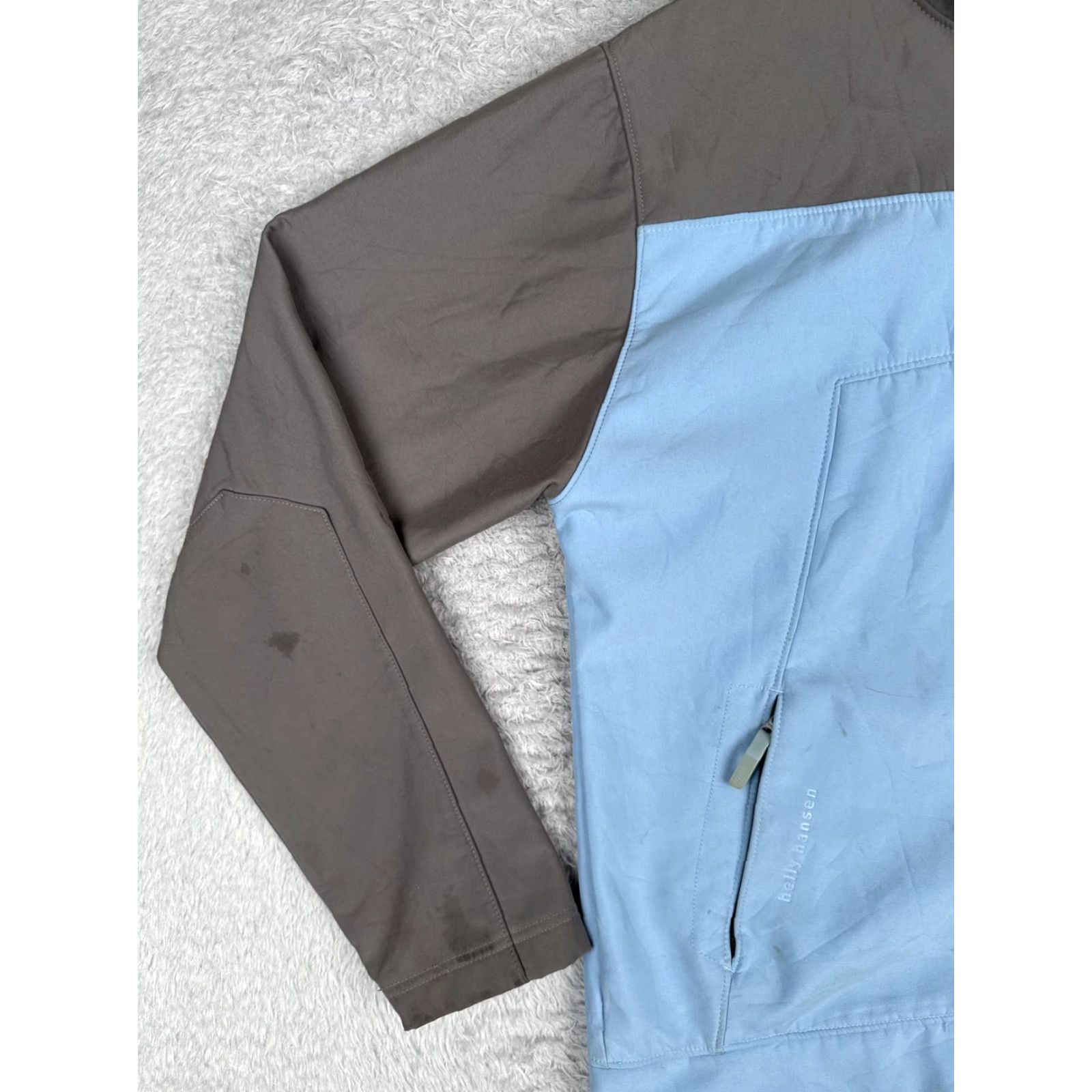 Helly Hansen VINTAGE Helly Hansen Jacket Women XL Blue Brown Hood Softshell Fleece Lined Windbreaker Size XL / US 12-14 / IT 48-50 - 6 Thumbnail