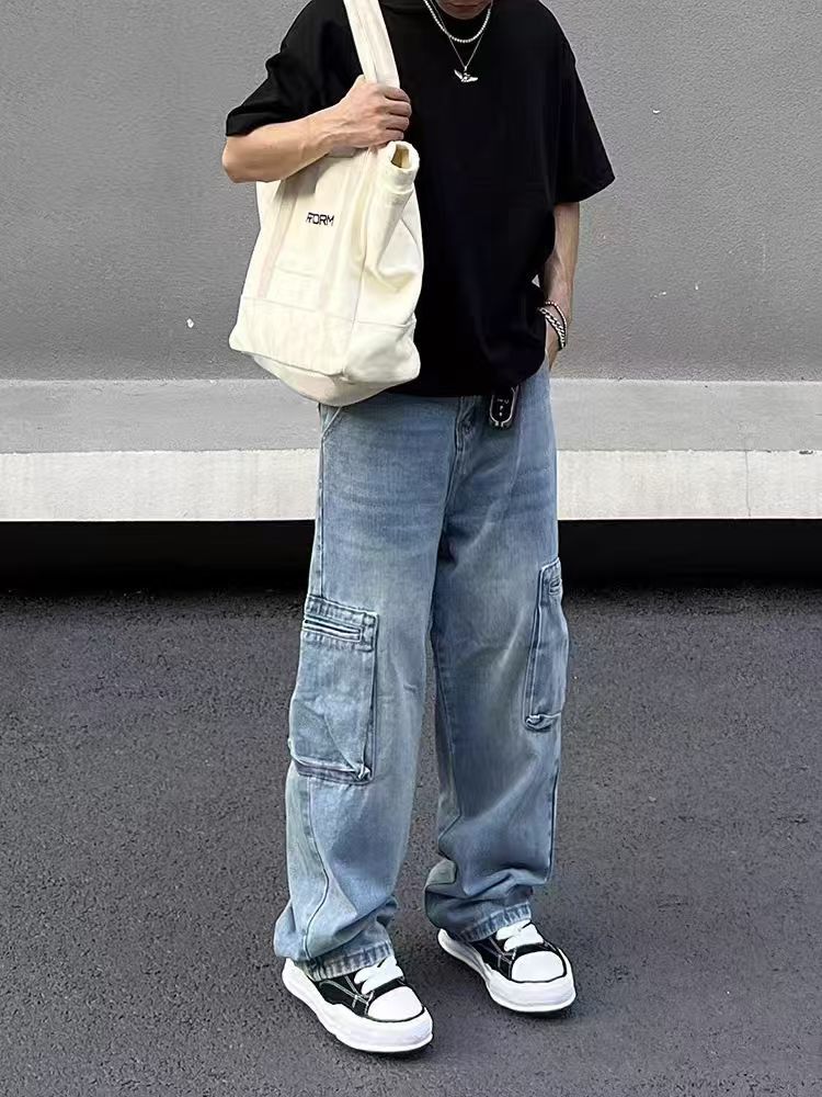 Japanese Brand × Jean Vintage Light Blue Workwear Straight Leg Loose Jeans Size US 34 / EU 50 - 4 Thumbnail