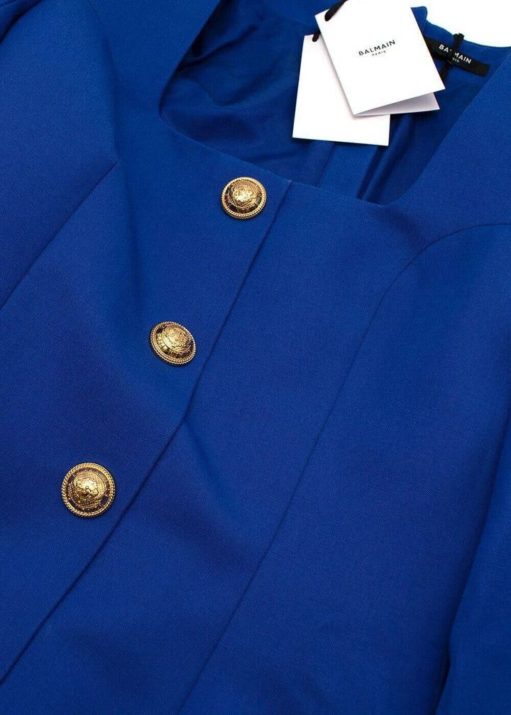Balmain o1y0525 Mini Dress in Bright Blue Size XS / US 0-2 / IT 36-38 - 2 Thumbnail