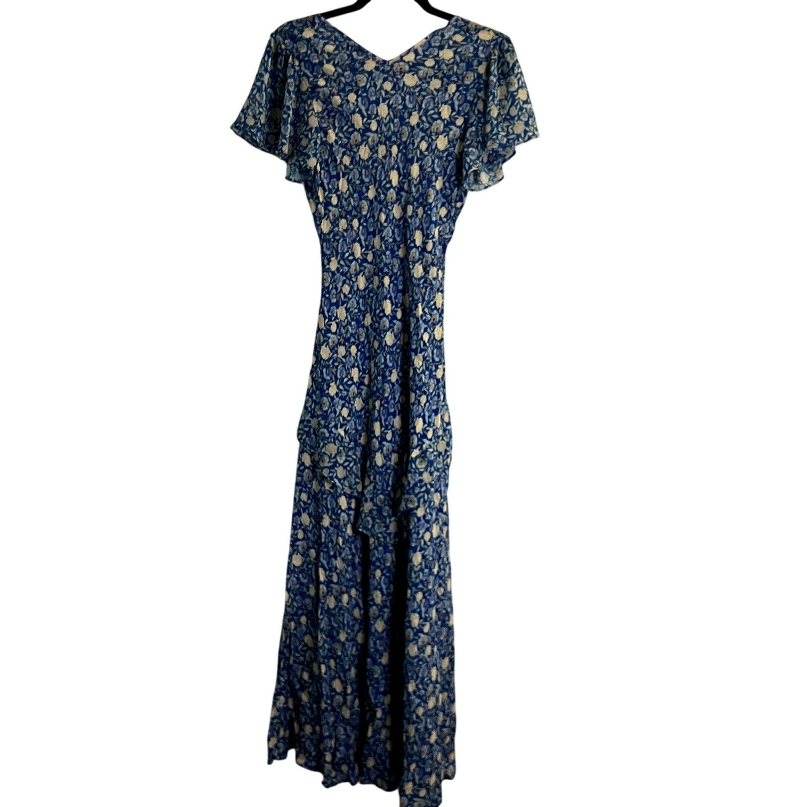 RIXO RIXO x RTR Evie Blue Floral Midi Faux Wrap Dress Size 6 Size M / US 6-8 / IT 42-44 - 6 Thumbnail