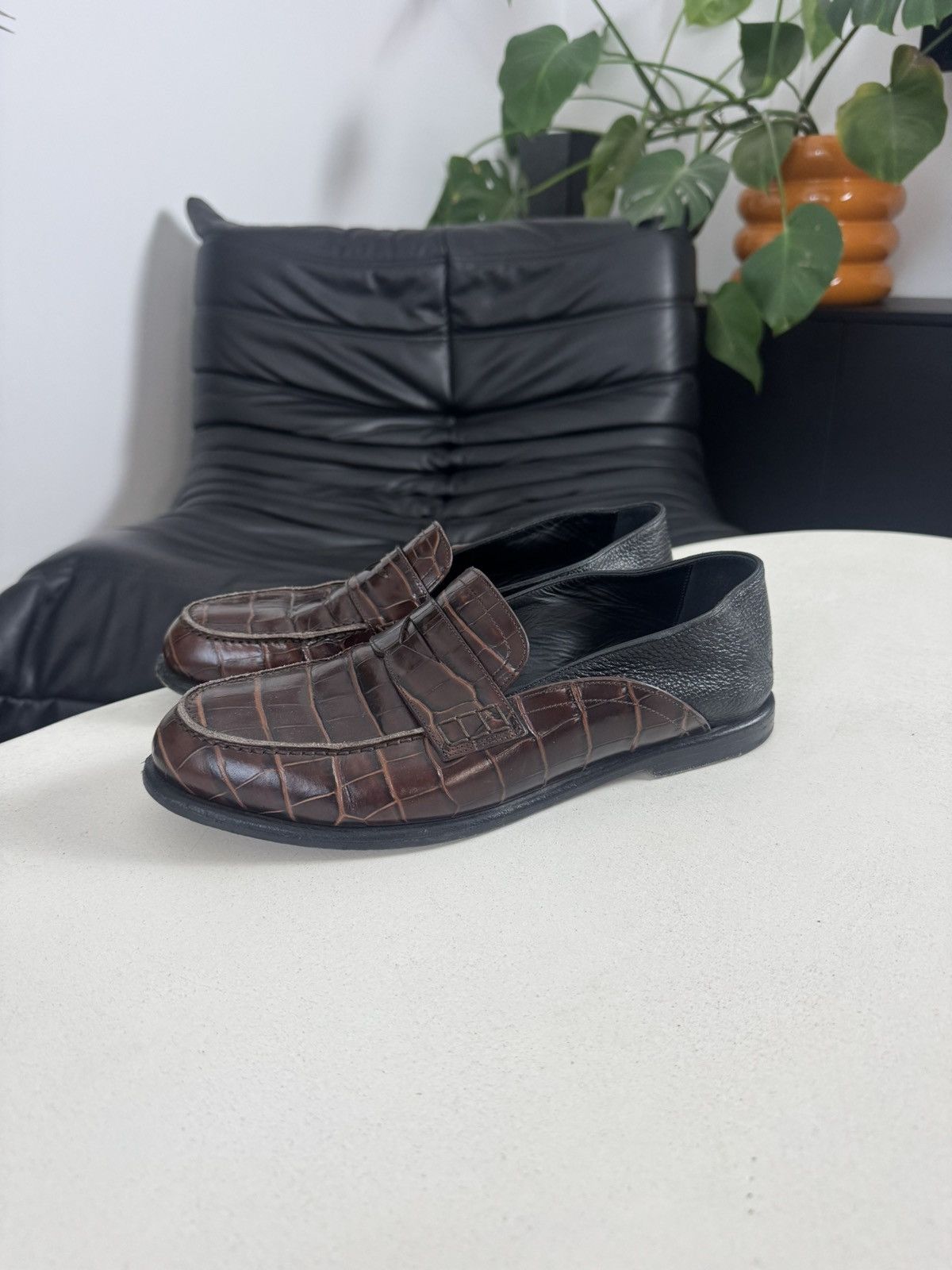 Loewe croc-embossed slip on loafers designer high quality