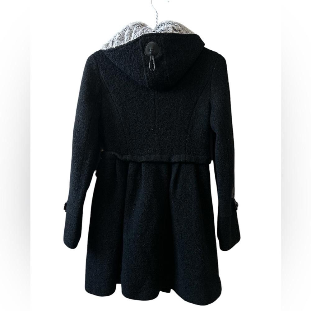 Designer Stylish Black Wool Coat with Faux Fur Collar Size S / US 4 / IT 40 - 4 Thumbnail