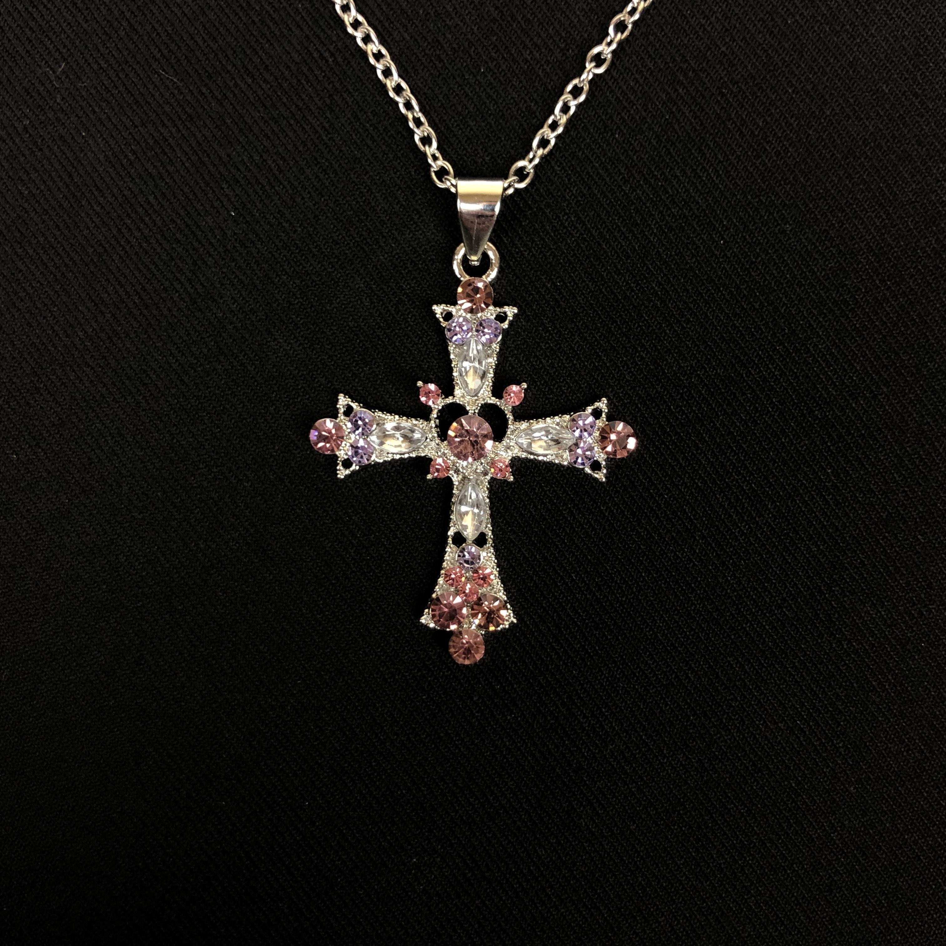 Jewelry Y2K Cross Necklace Punk Gothic Crystal Chain Size ONE SIZE - 2 Thumbnail