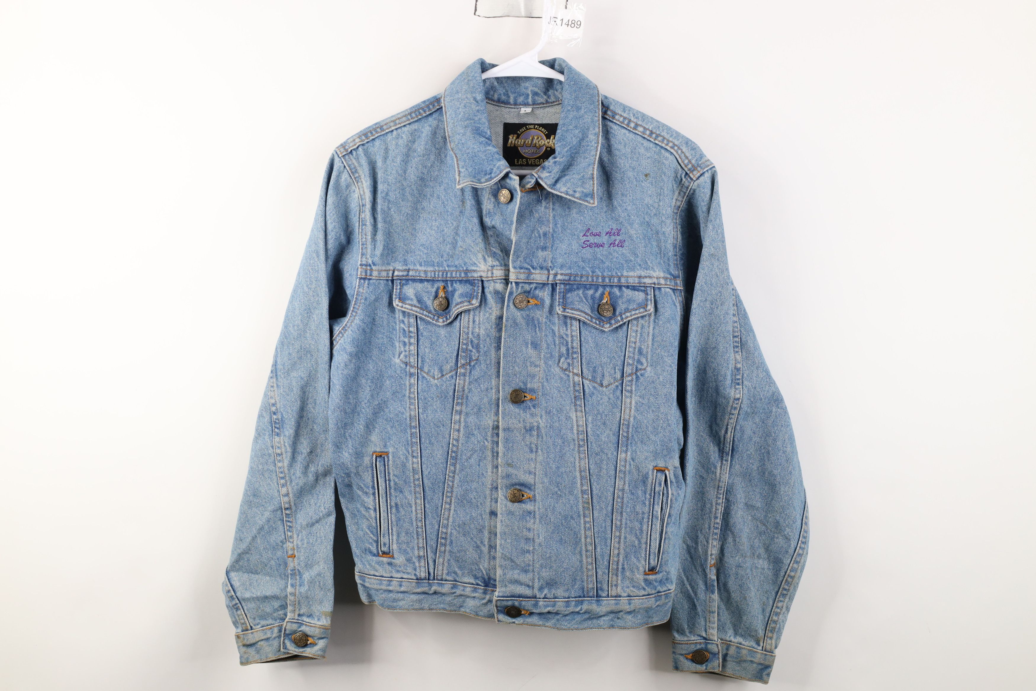 Hard Rock Cafe Vintage 90s Hard Rock Cafe Denim Trucker Jacket Blue USA Size L / US 10 / IT 46 - 2 Thumbnail