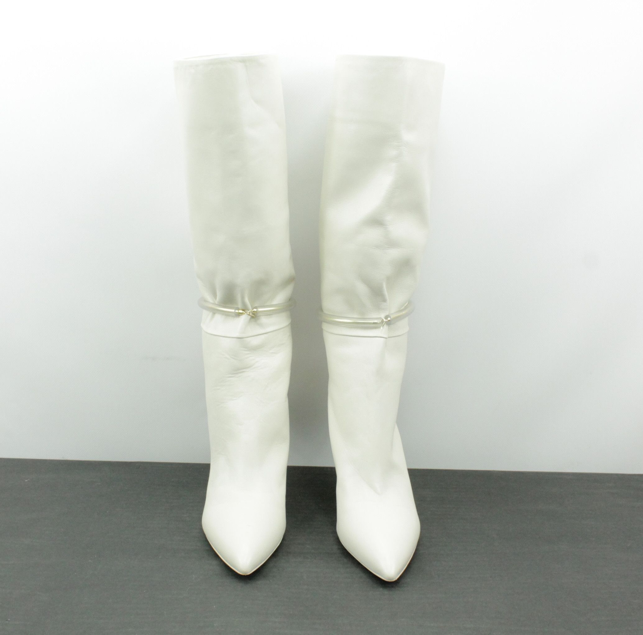 Jil Sander Jil Sander Mid-Length Heel White Leather Boots Size US 8 / IT 38 - 2 Thumbnail