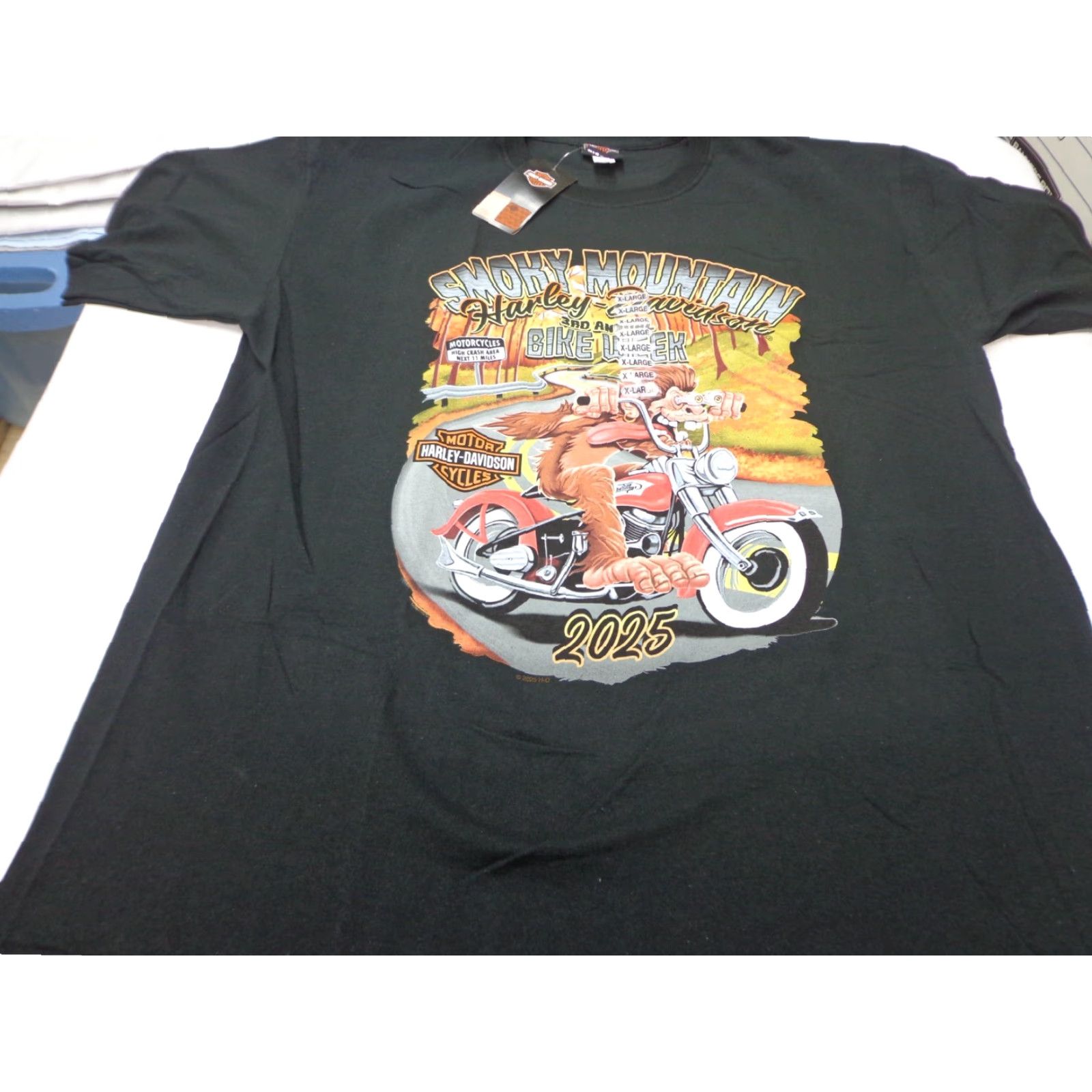 Harley Davidson Harley-Davidson T-Shirt Harley-Davidson Smoky Mountain Motorcycle 2025 Bike Week Black XL Men Short Sleeve Crew Neck Graphic Print Vintage No Size US XL / EU 56 / 4 - 3 Thumbnail
