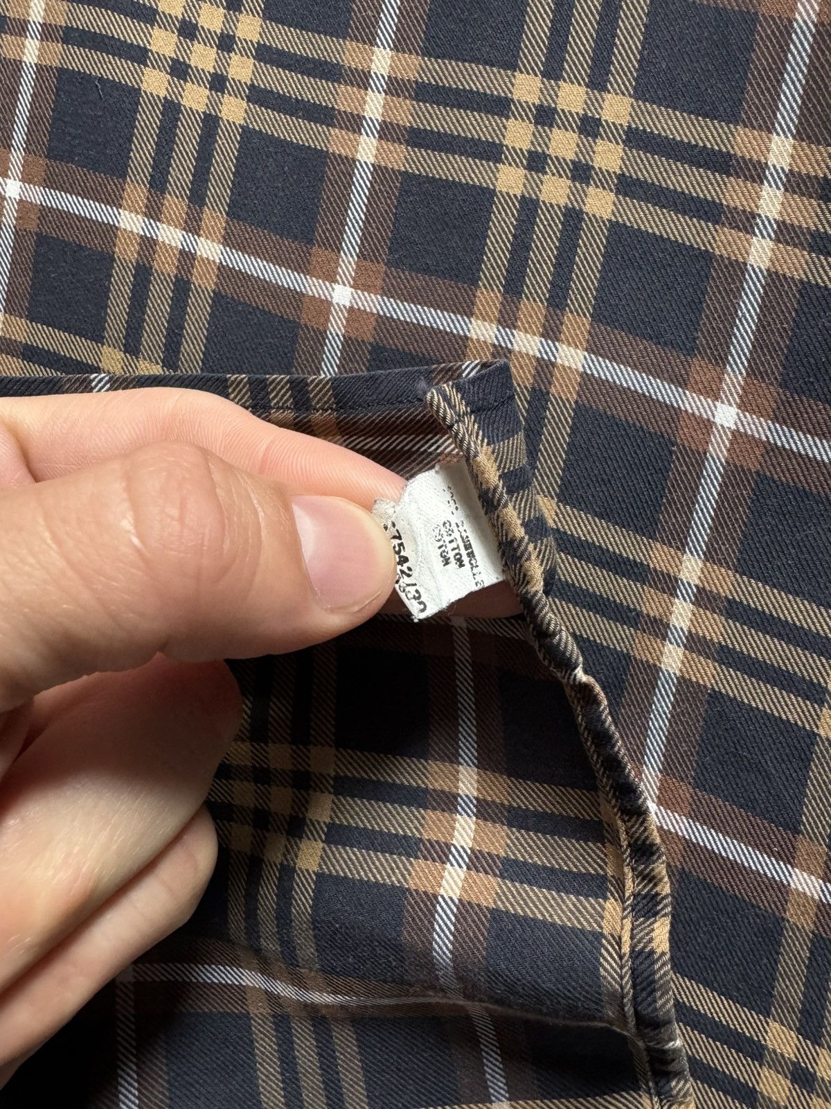 Burberry Burberry Brown/Blue Logo Checkered Flannel Shirt 43 Size US XL / EU 56 / 4 - 6 Thumbnail