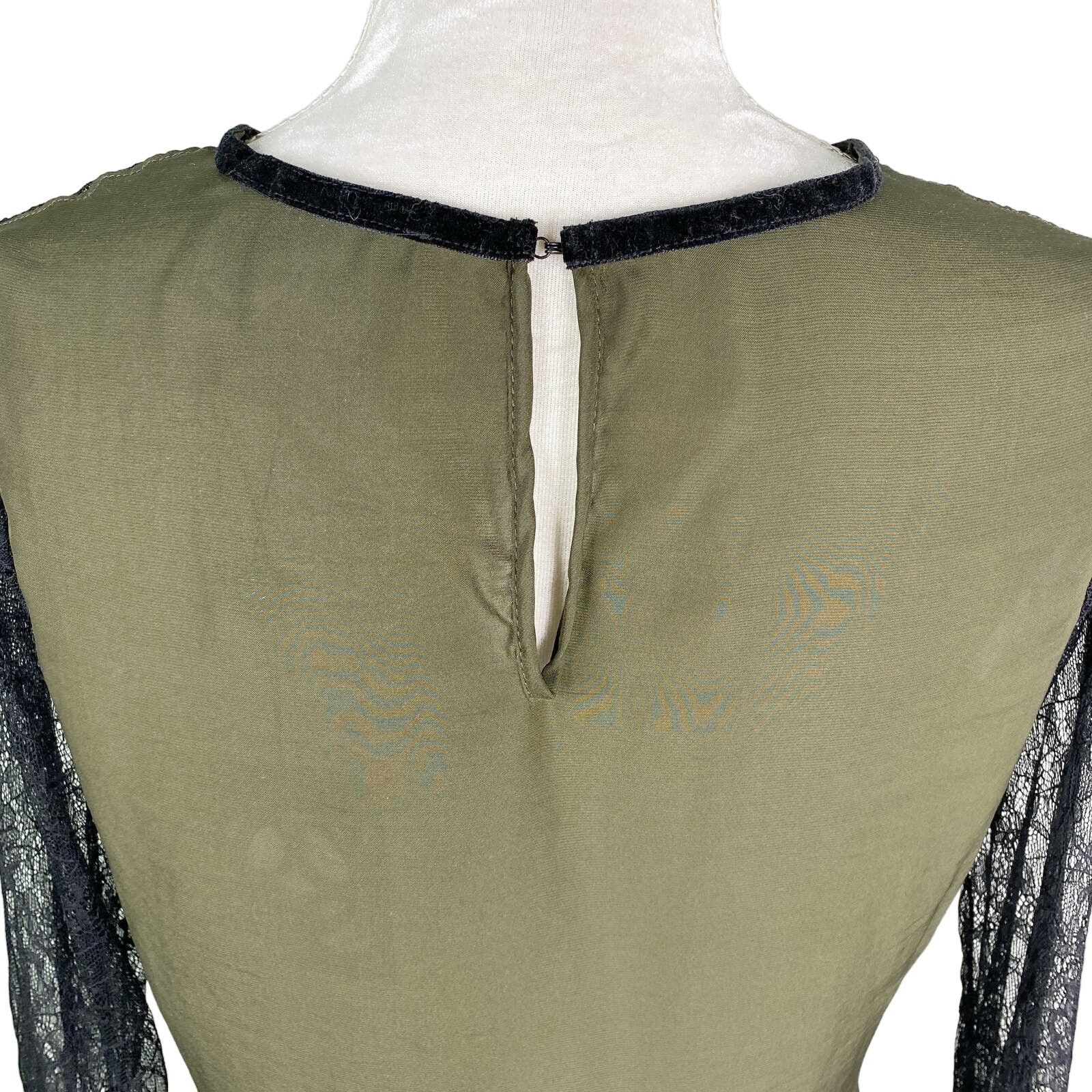 Other Analili Top Small Olive Black Lace Long Bell Sleeves New Size S / US 4 / IT 40 - 5 Thumbnail