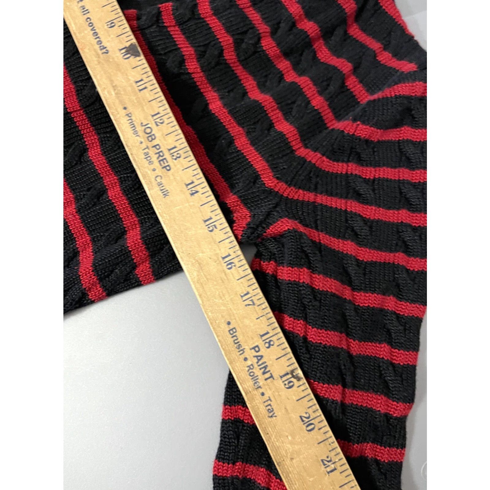 Ralph Lauren VINTAGE Lauren Ralph Lauren Womens Sweater Pullover Long Sleeve V-Neck Cable Knit Striped Cotton Blend Black Red Sizes Size L / US 10 / IT 46 - 5 Thumbnail