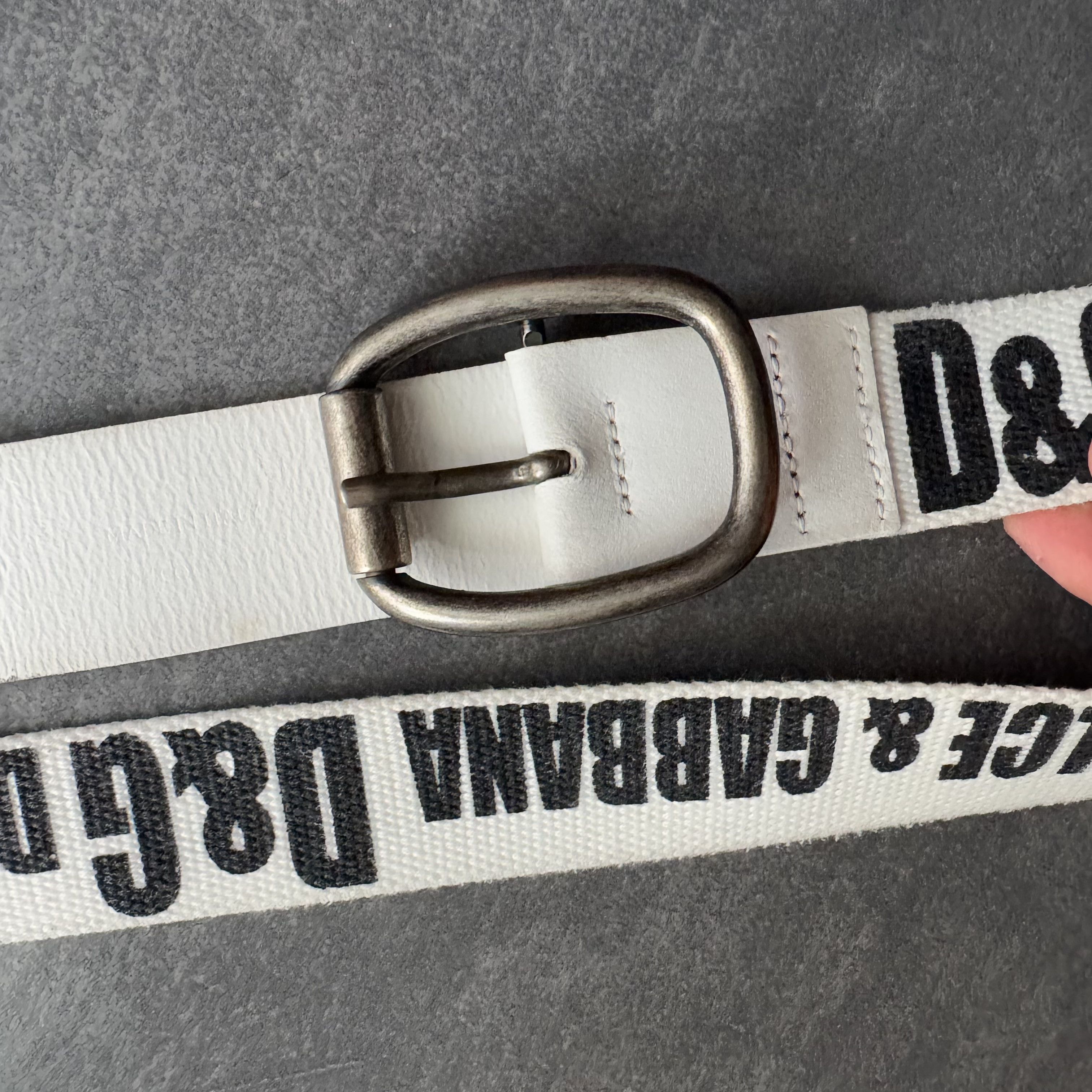 Dolce & Gabbana Dolce Gabbana white black nylon leather belt Vintage Monogra Size ONE SIZE - 7 Thumbnail