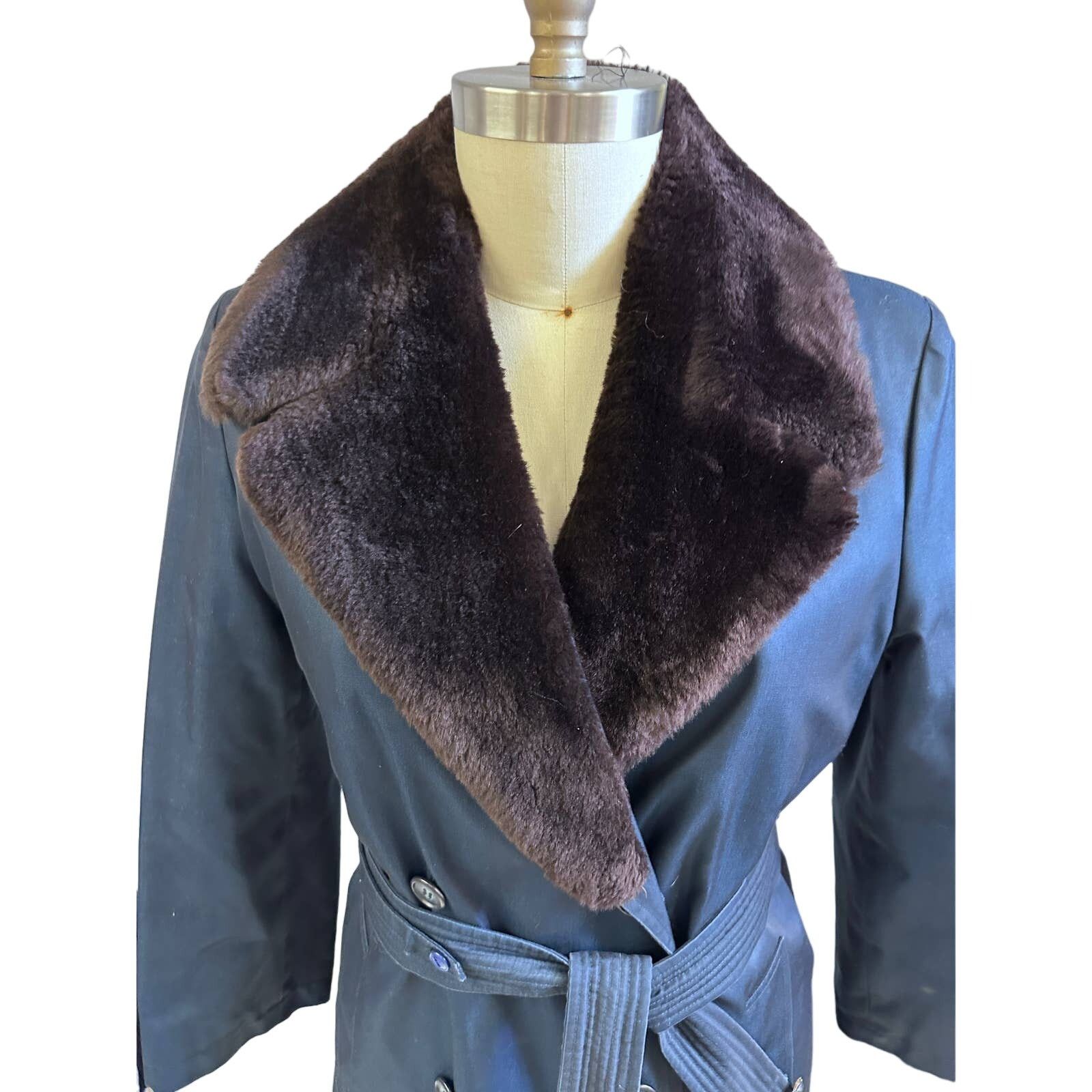 Dior Christian Dior VTG Trench Coat Blue Faux Fur Lining 70s S Size M / US 6-8 / IT 42-44 - 2 Thumbnail