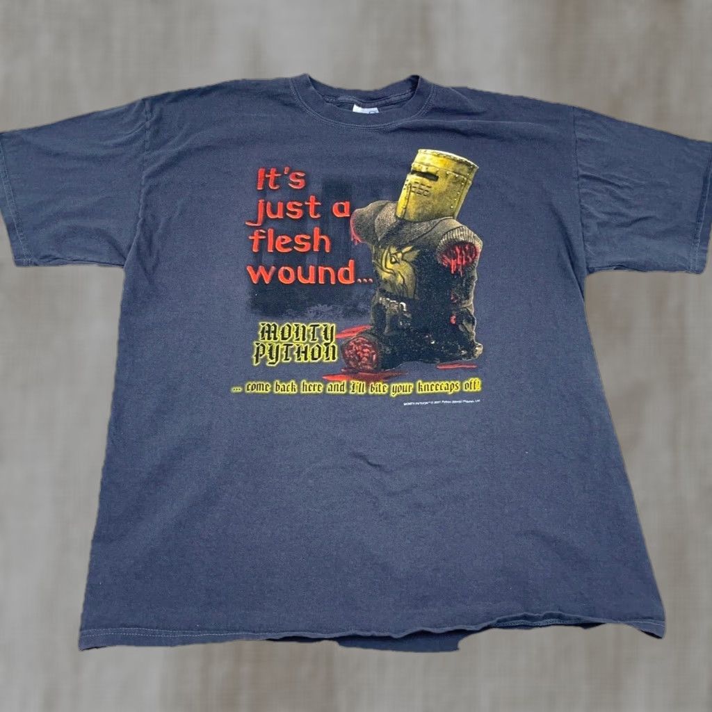 Vintage VINTAGE M&O KNITS Monty Python Shirt XL Gray Graphic Tee Movie Promo 2001 Y2K Mens Size US XL / EU 56 / 4 - 1 Thumbnail