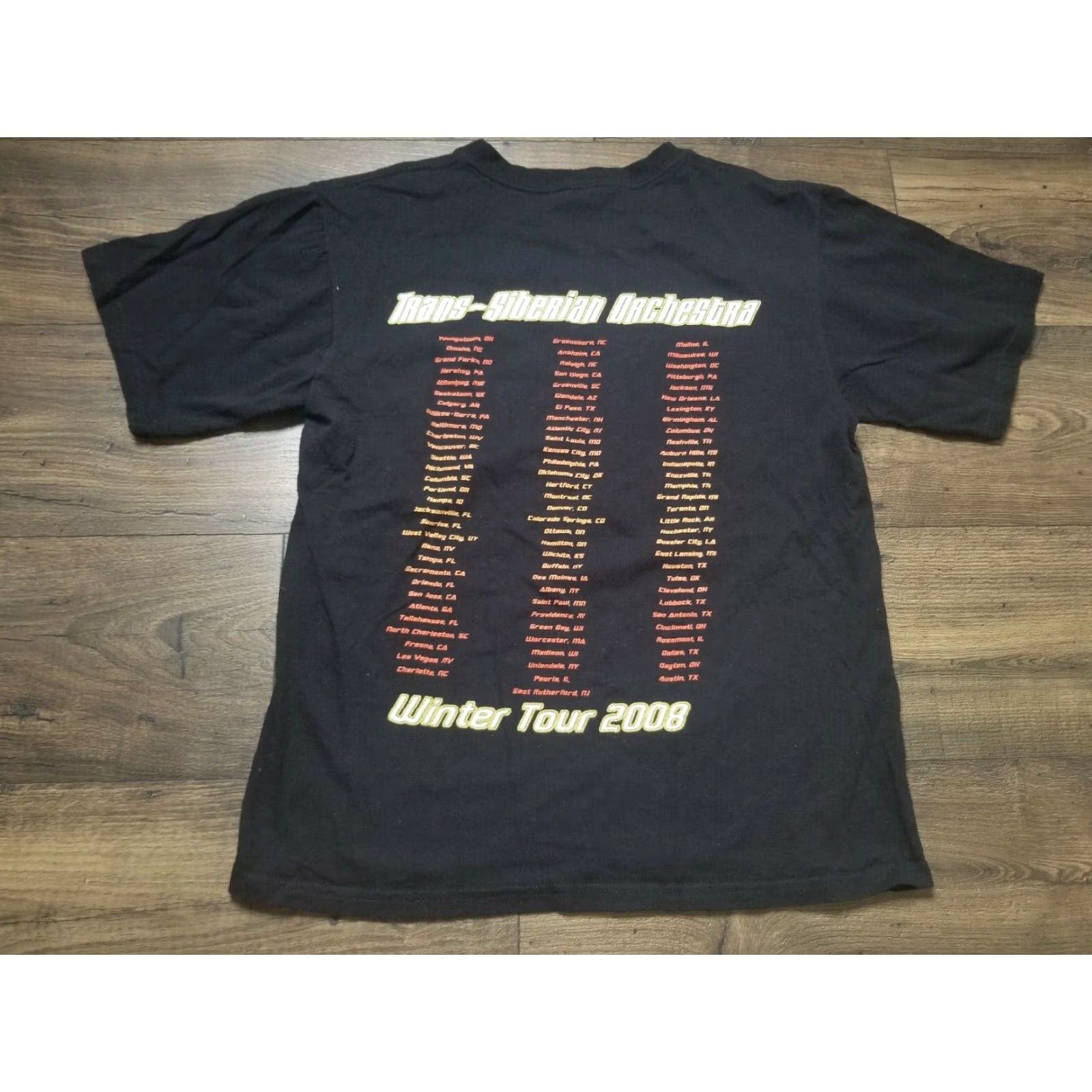 Anvil Mens M Trans Siberian Orchestra Tee Shirt Black 2008 Winter Tour Double Sided T Shirt Graphic Tee Mens SM Size US M / EU 48-50 / 2 - 2 Thumbnail