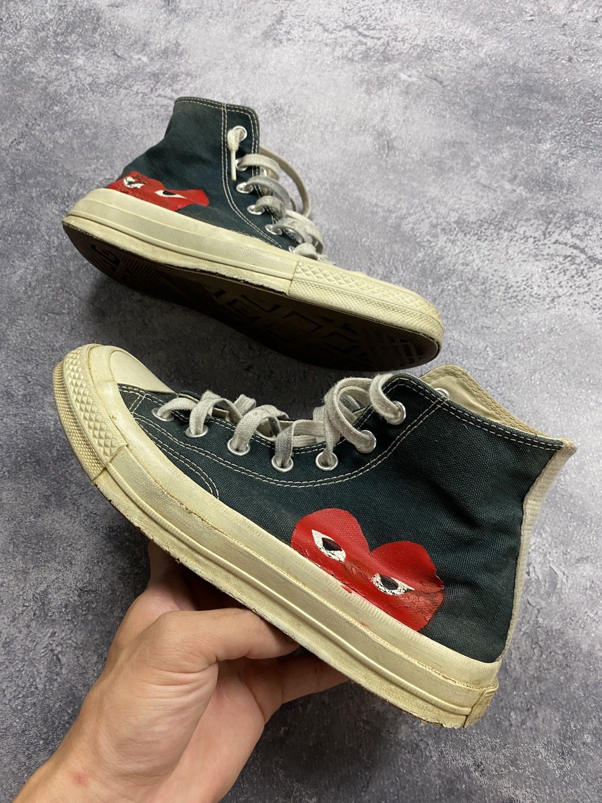 Comme des Garcons Comme Des Garçons Converse High Top Black Heart Sneakers Size US 6 / EU 39 - 9 Thumbnail