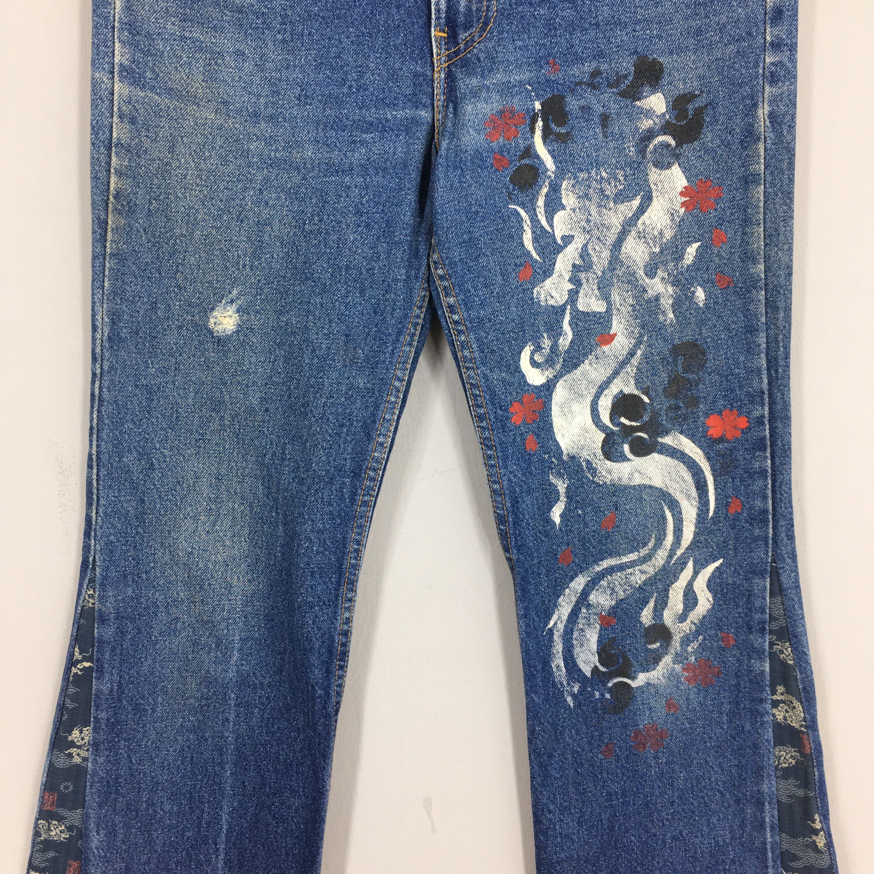 Levi's Size 29x31 Vintage 90s Levi's 517 Flared Painted Jeans S627 Size US 29 - 3 Thumbnail
