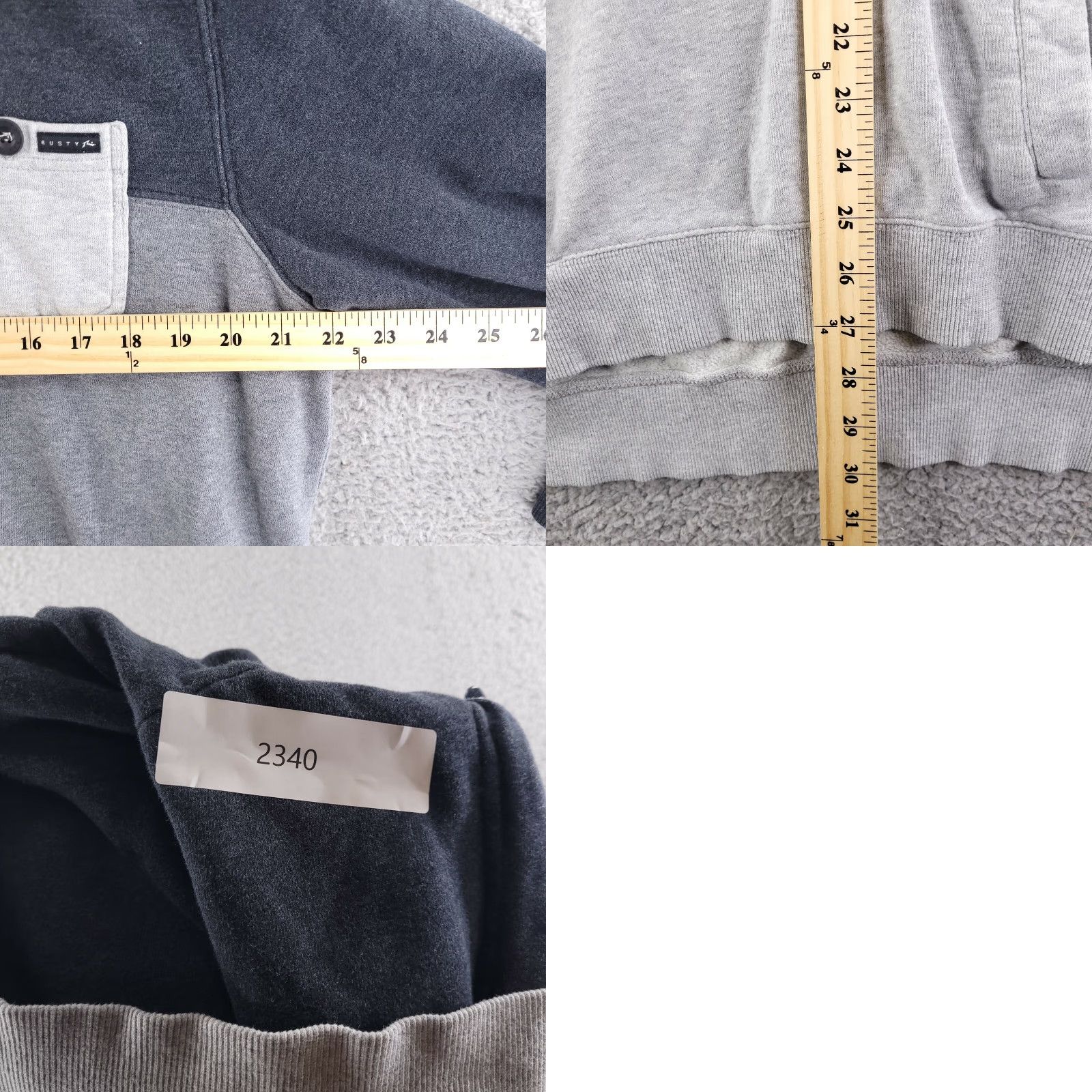 Rusty Rusty Hoodie Mens Medium Gray Stripe Pullover Sweatshirt Size US M / EU 48-50 / 2 - 8 Thumbnail