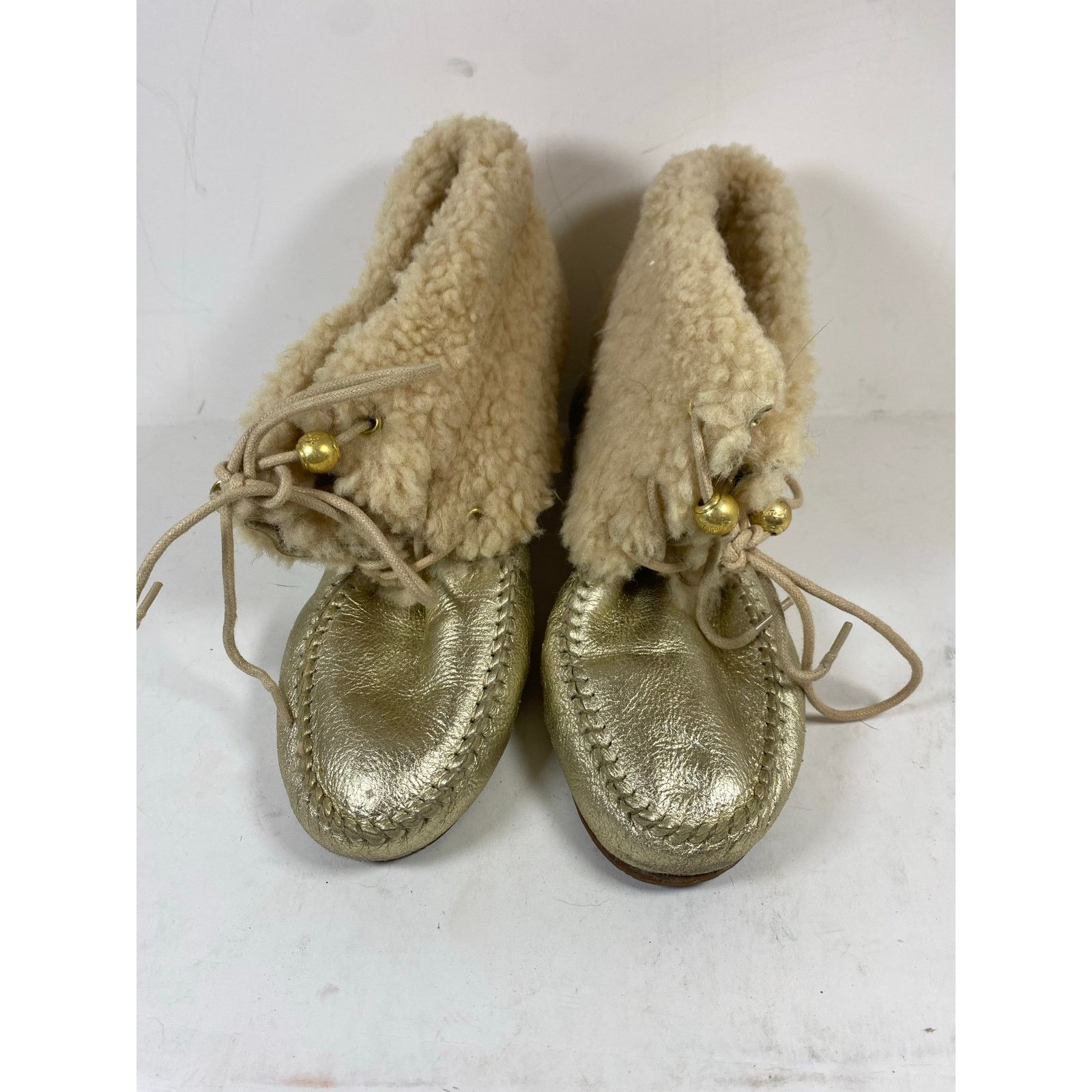 Coach Coach Gold Metallic Fur Boots 9W Size US 9 / IT 39 - 1 Thumbnail