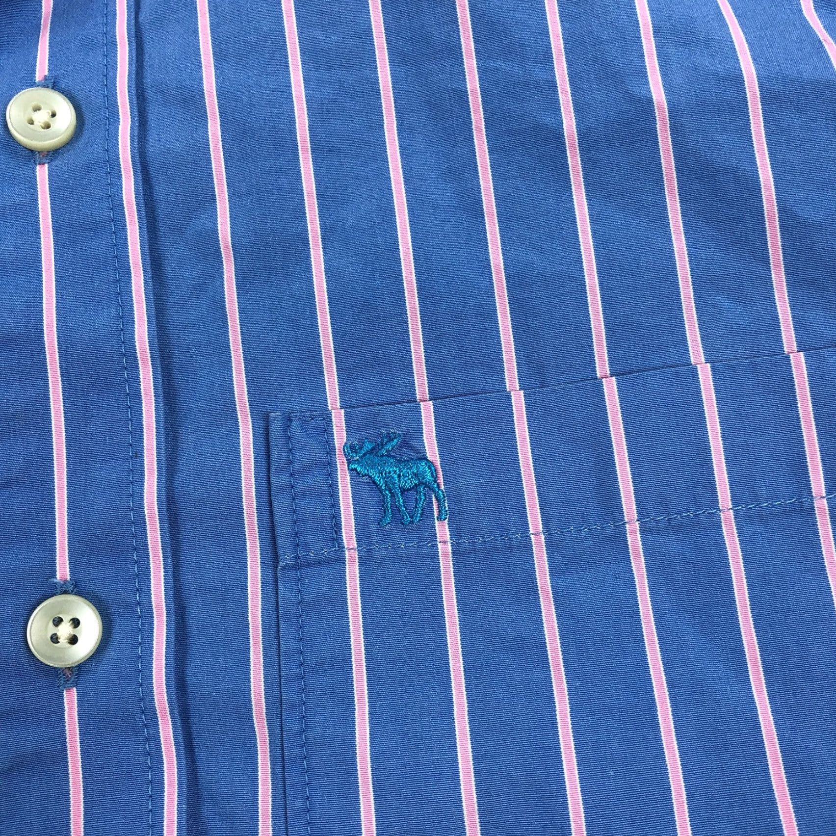 Abercrombie & Fitch Abercrombie & Fitch Shirt Mens Medium Muscle Fit Vintage Y2K Stripe Button-Up Collared Long Sleeve Blue Size US M / EU 48-50 / 2 - 4 Thumbnail