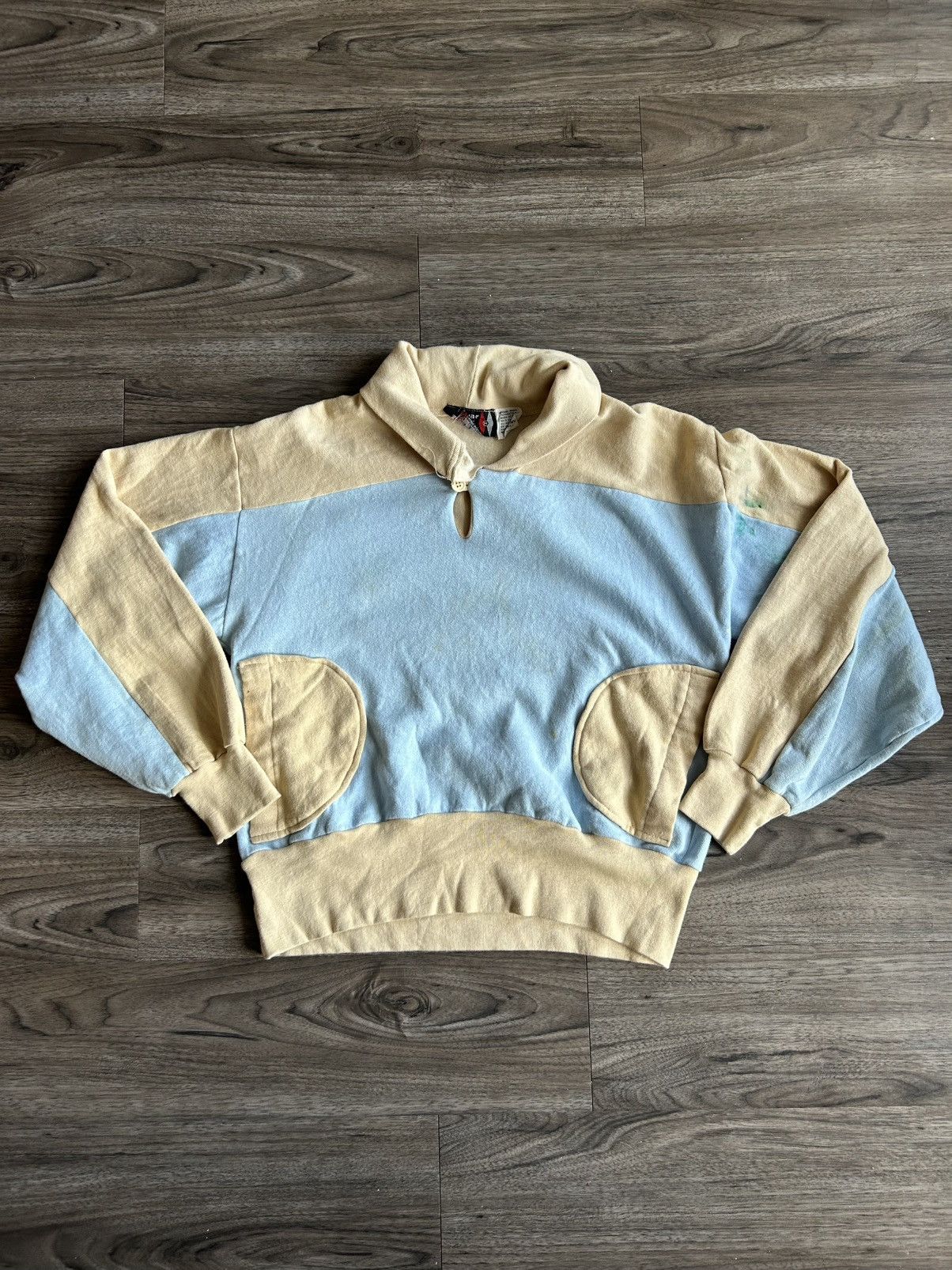 Other 70s Vintage Two-Tone Cream Light Blue Dunmar Collared Sweat Size US M / EU 48-50 / 2 - 1 Thumbnail