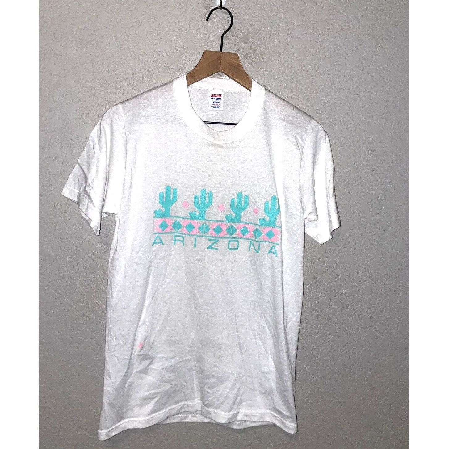 Jerzees Vintage Arizona Southwestern Graphic White M Shirt 80s Size US M / EU 48-50 / 2 - 1 Thumbnail