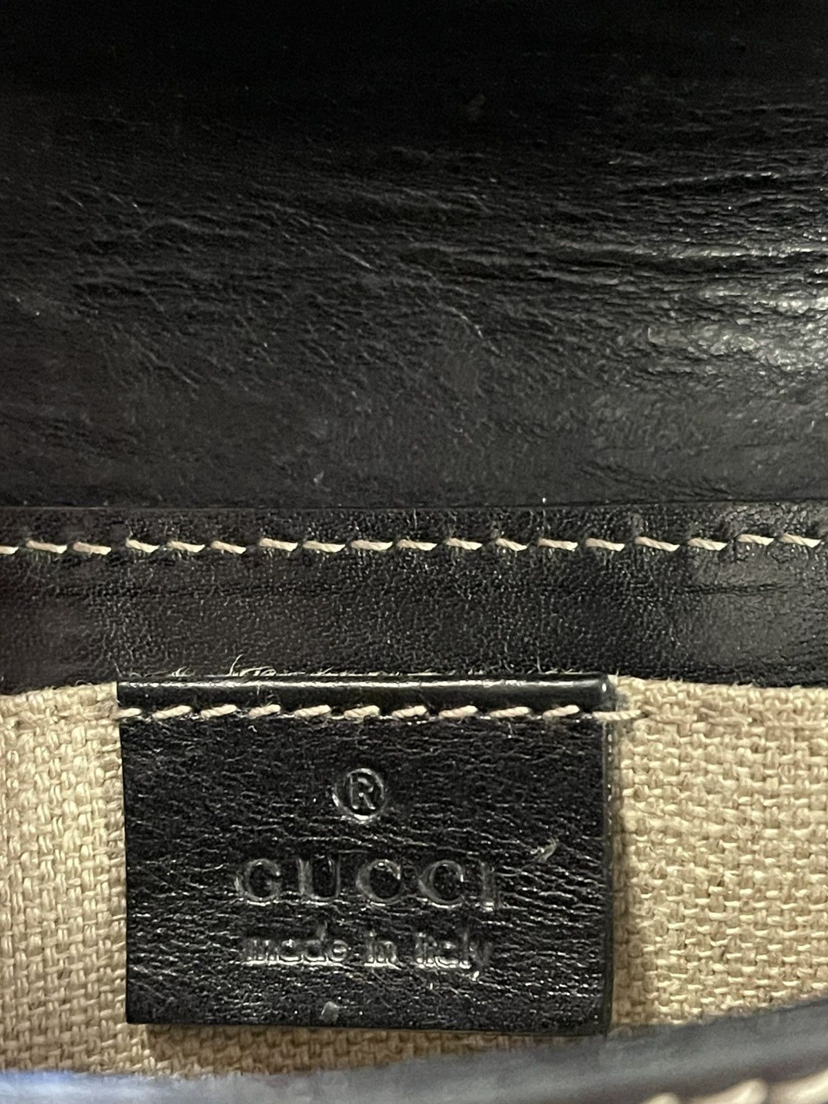 Gucci Vintage Black Leather GG Buckle Detail Shoulder Bag