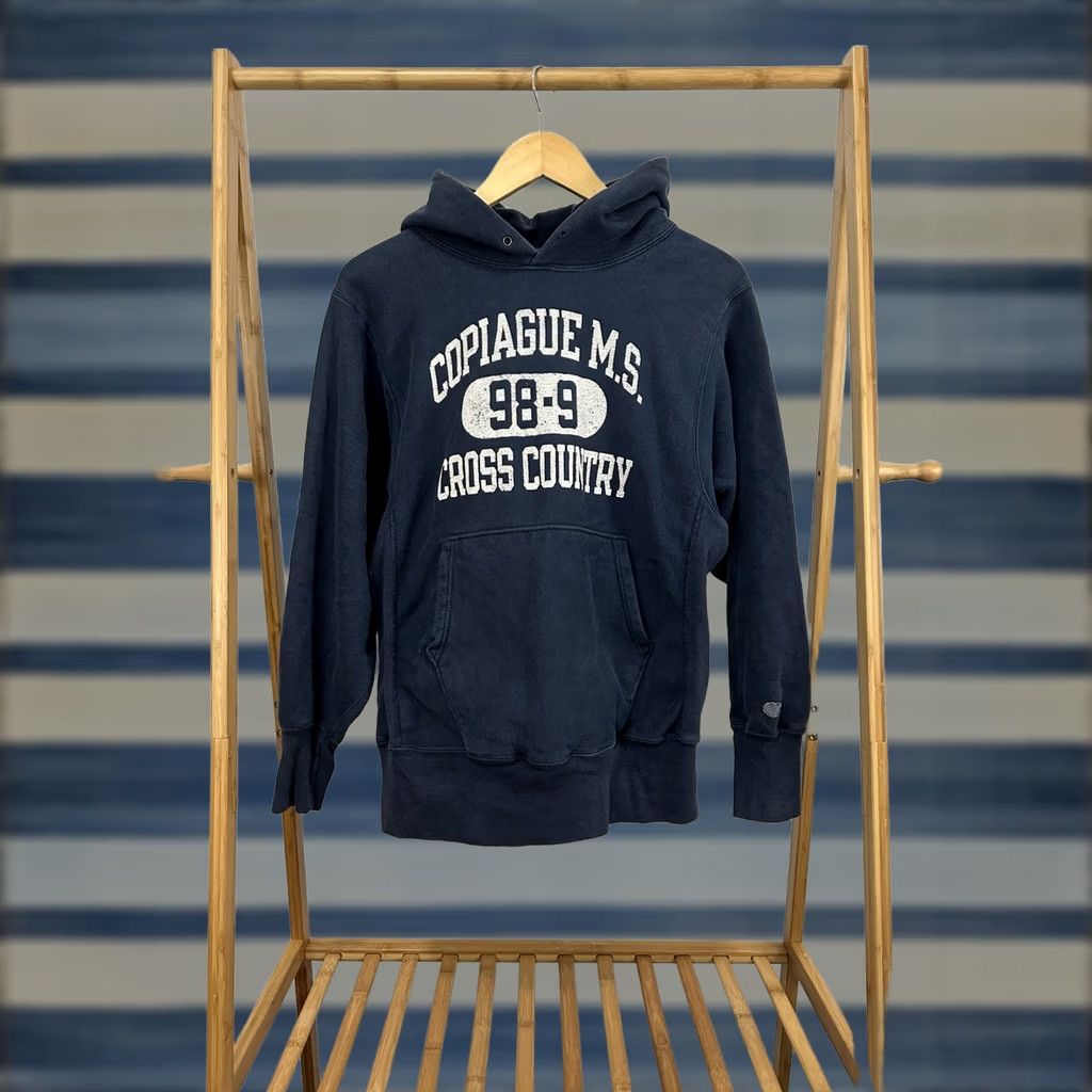 Champion VTG 90s Copiague MS Cross Country Champion Champion Hoodie Sweatshirt Size M Blue Mens Pullover Size US M / EU 48-50 / 2 - 1 Thumbnail