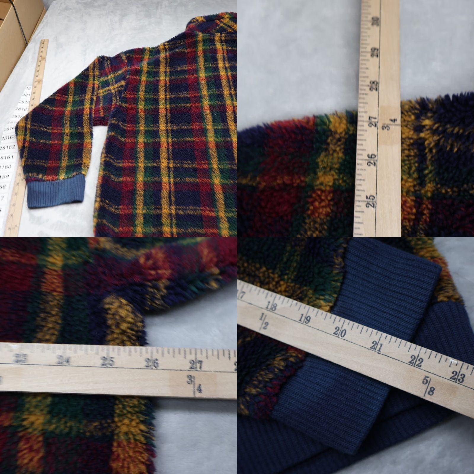 Eastern Mountain Sports VTG EMS Fleece Pullover Sweater Large Blue Plaid Winter 1/2 Zip USA Made Mens Size US L / EU 52-54 / 3 - 8 Thumbnail