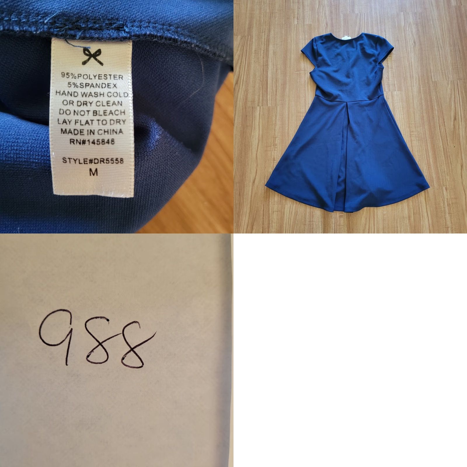 Vintage Everly Dress Womens Medium Navy Blue A-Line Cap Sleeve Solid Knee Length Business Casual Formal Size M / US 6-8 / IT 42-44 - 8 Thumbnail