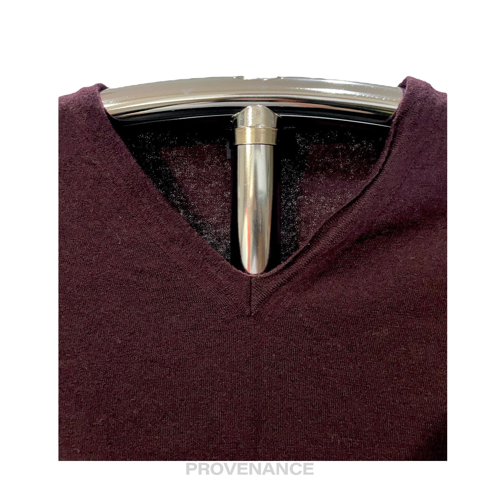 Lanvin 🔴 Lanvin Merino V-Neck Sweater - Maroon Size S / US 4 / IT 40 - 3 Thumbnail