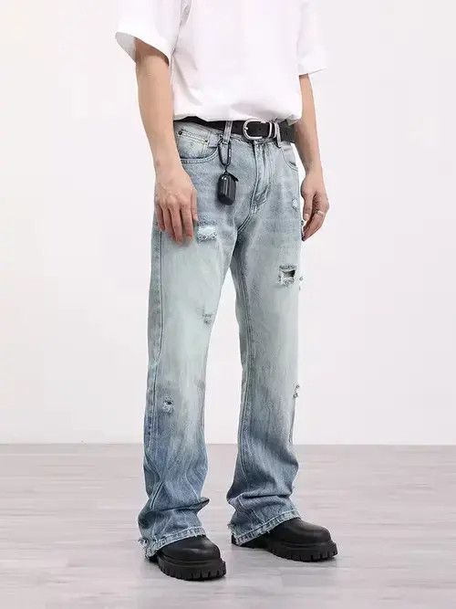 Jean flare damaged fade jeans Size US 34 / EU 50 - 3 Thumbnail