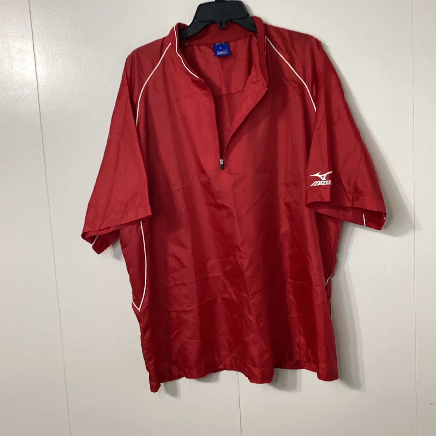 Mizuno Mizuno Windbreaker Shirt Mens L Red Short Sleeve 1/4 Zip Pullover Activewear Sports Shirt Size US L / EU 52-54 / 3 - 3 Thumbnail