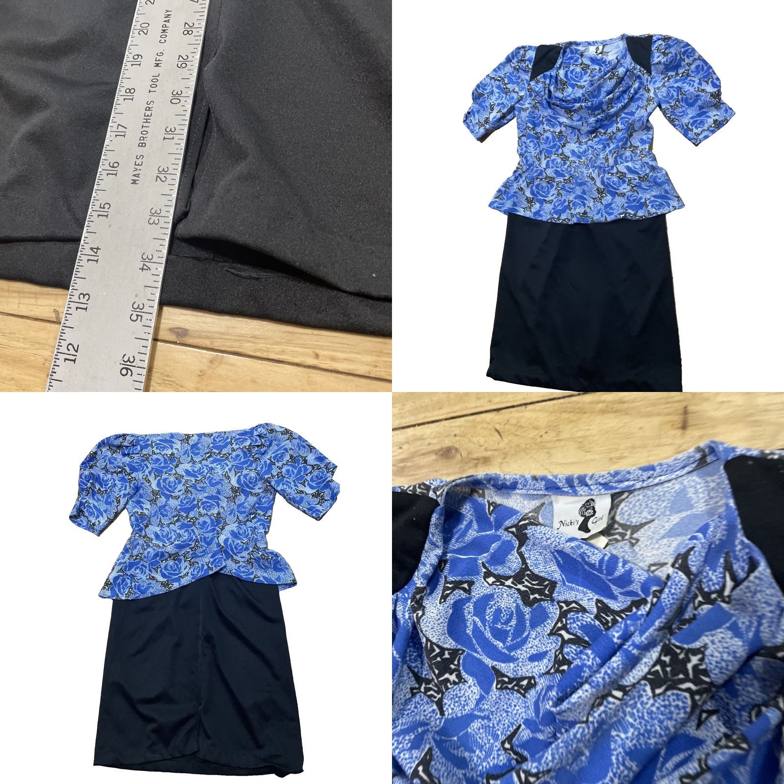 Vintage VINTAGE Nicki's Girl Sheath Dress Shirt Dress 80s Floral Blue Knee Length Ruched Peplum Cowl Neck Women Size 2 Girls Mens Womens Size XS / US 0-2 / IT 36-38 - 9 Thumbnail