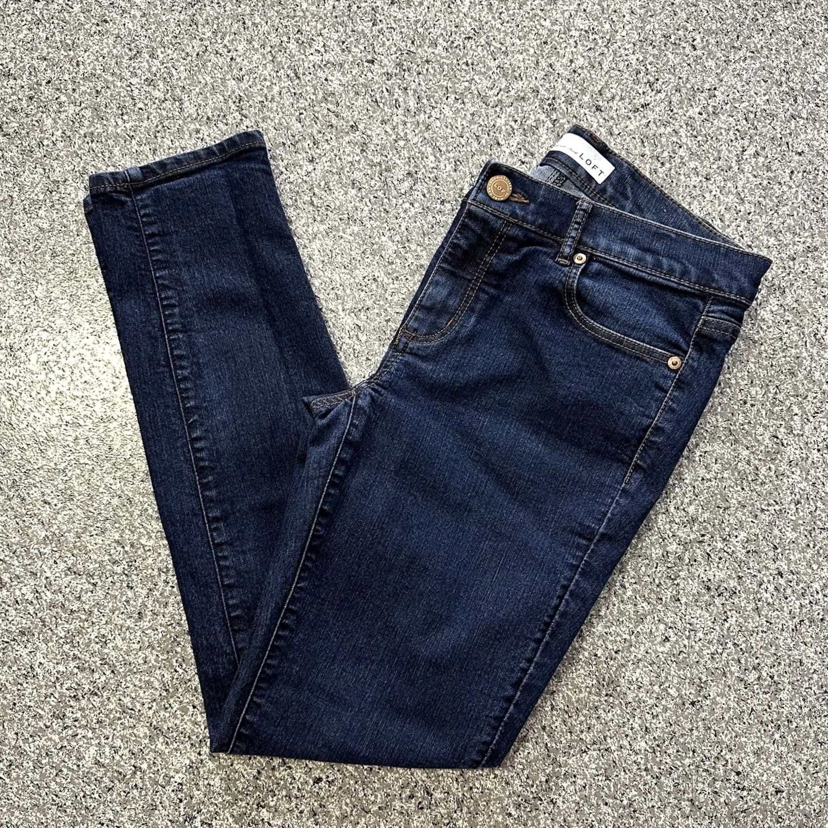 Loft LOFT Ann Taylor Jeans Womens 4 27x27 Mid Rise Modern Skinny Denim Blue Dark Wash 5-Pocket Stretch Slim Regular Size 27" / US 4 / IT 40 - 2 Thumbnail