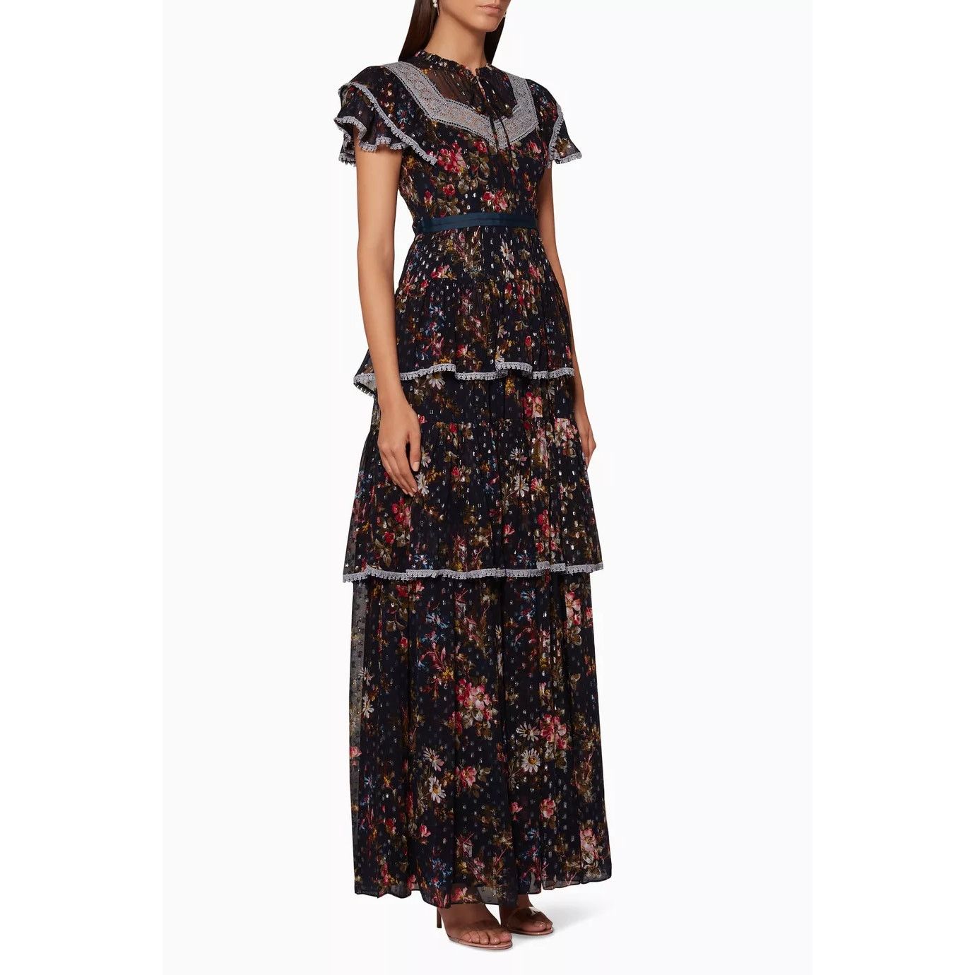 Other Needle & Thread Navy Winter Forest Floral Prairie Maxi Dress Size XS / US 0-2 / IT 36-38 - 11 Thumbnail