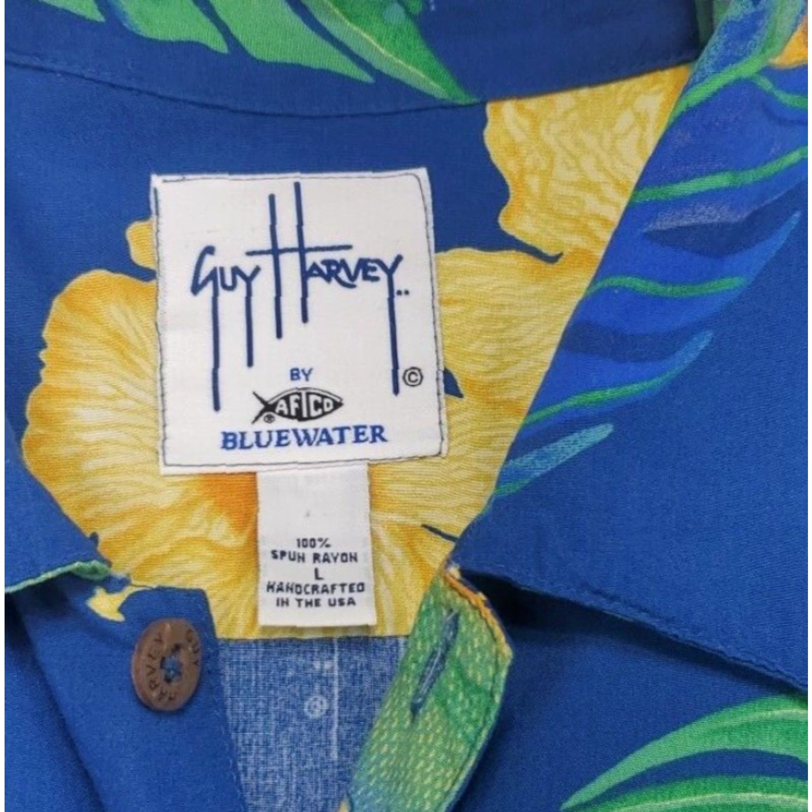 Guy Harvey VINTAGE Guy Harvey Shirt Mens Large Aftco Bluewater Hawaiian Short Sleeve Button Up USA Size US L / EU 52-54 / 3 - 5 Thumbnail